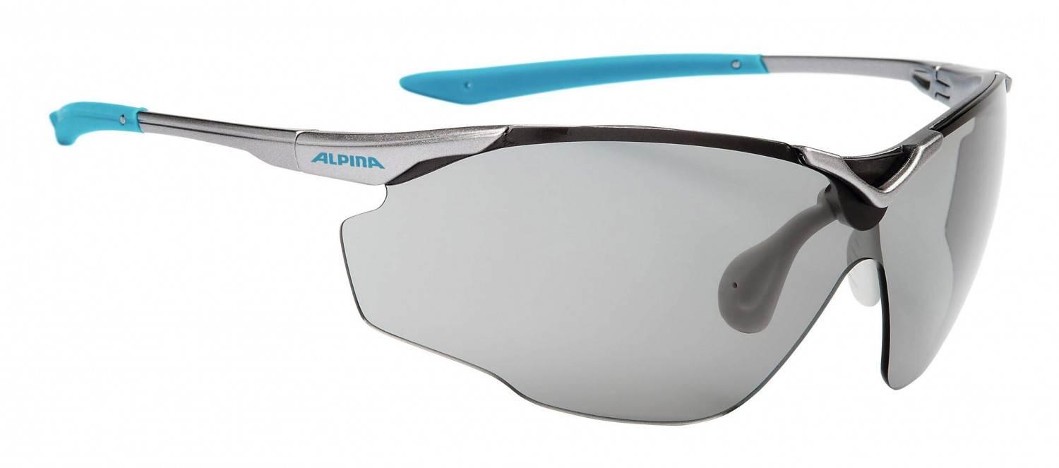 Alpina Splinter Shield VL Sportbrille (Farbe: 127 titan/cyan, Scheibe: Varioflex black (S2-3))