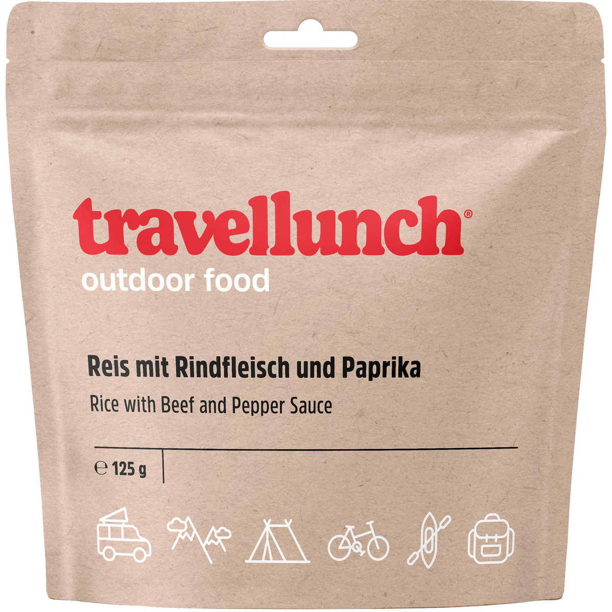 Travellunch Reis mit Rindfleisch und Paprika