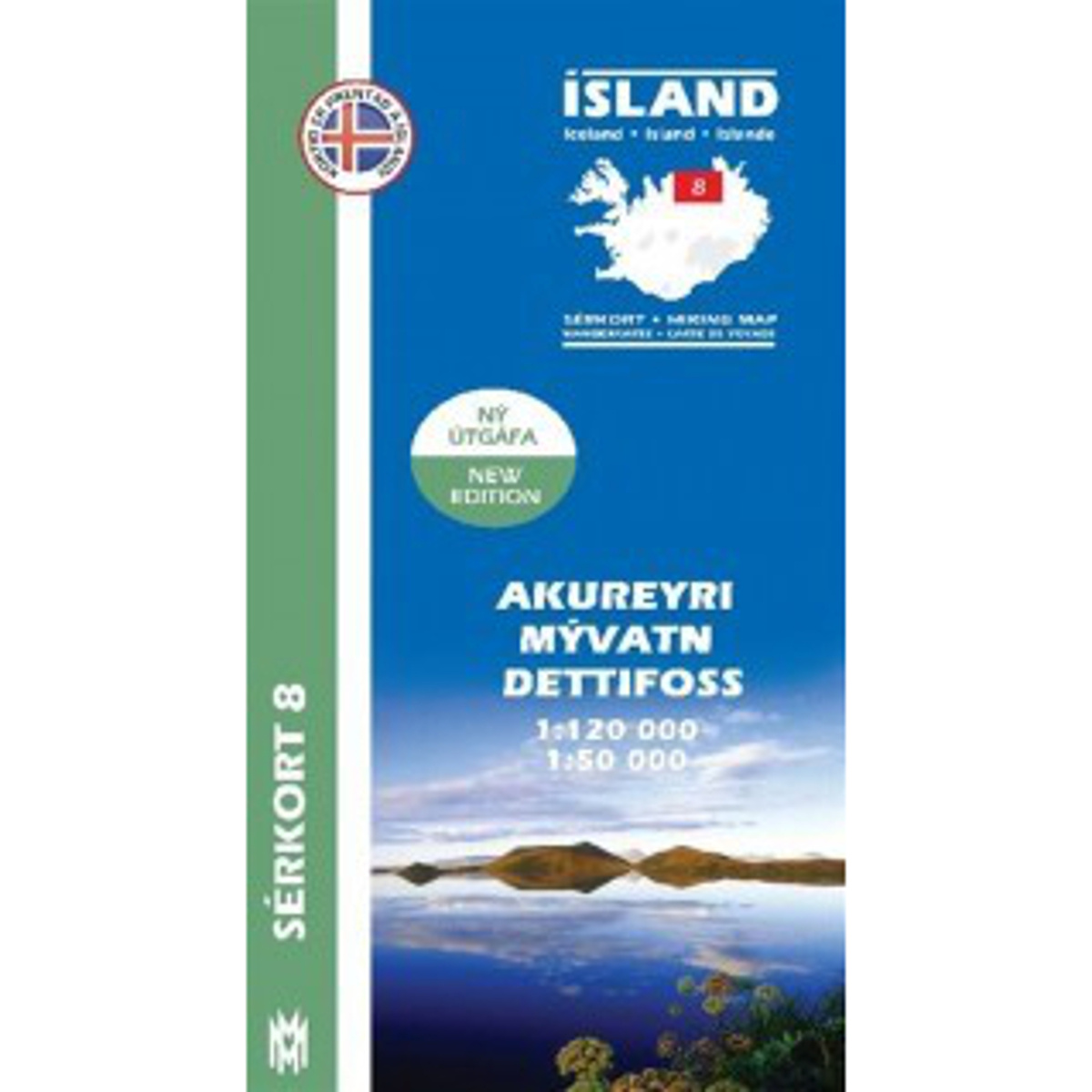 Mal og menning Island Serkort 8 Akureyri-Myvatn-Dettifoss