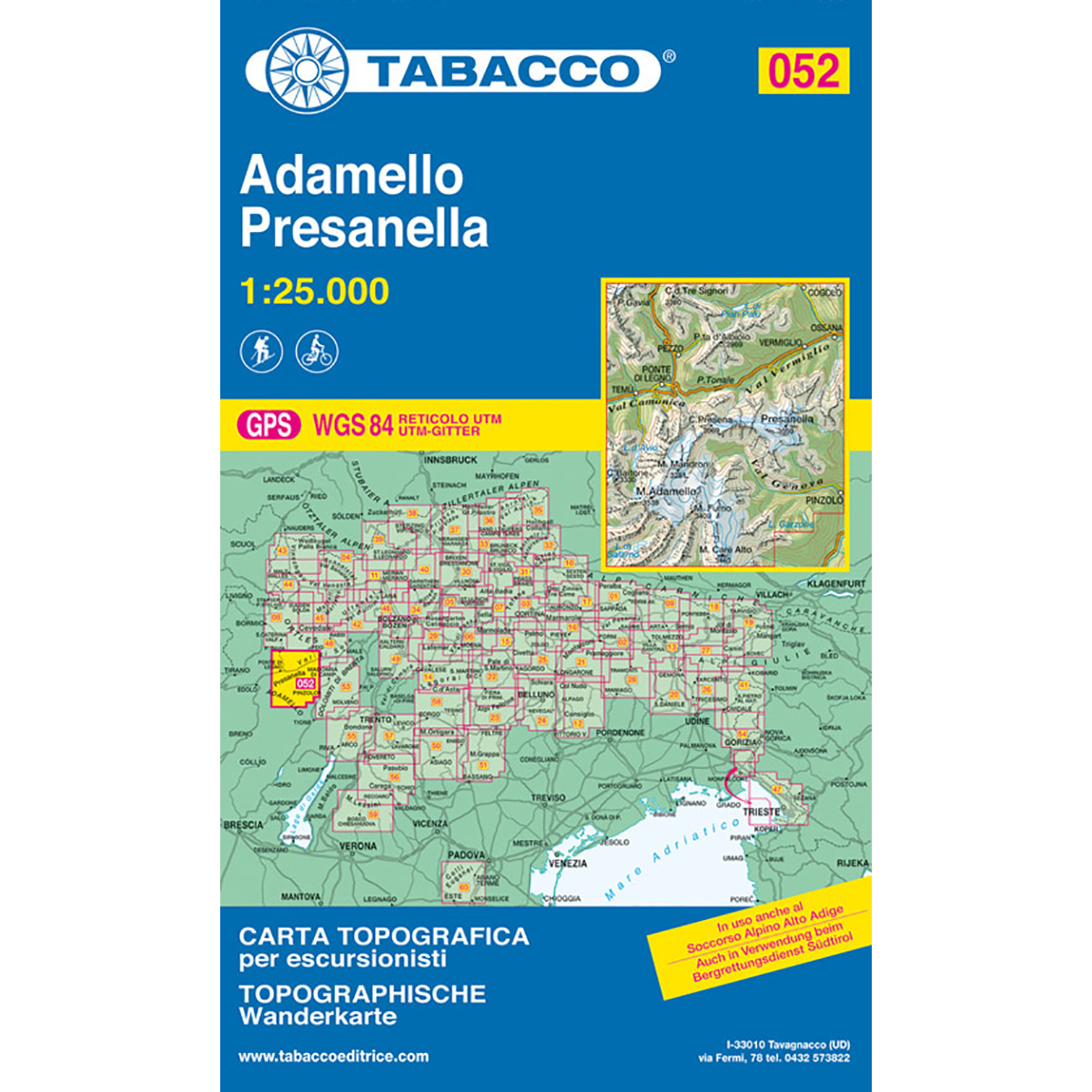 Tabacco Adamello - Presanella 052 Wanderkarte