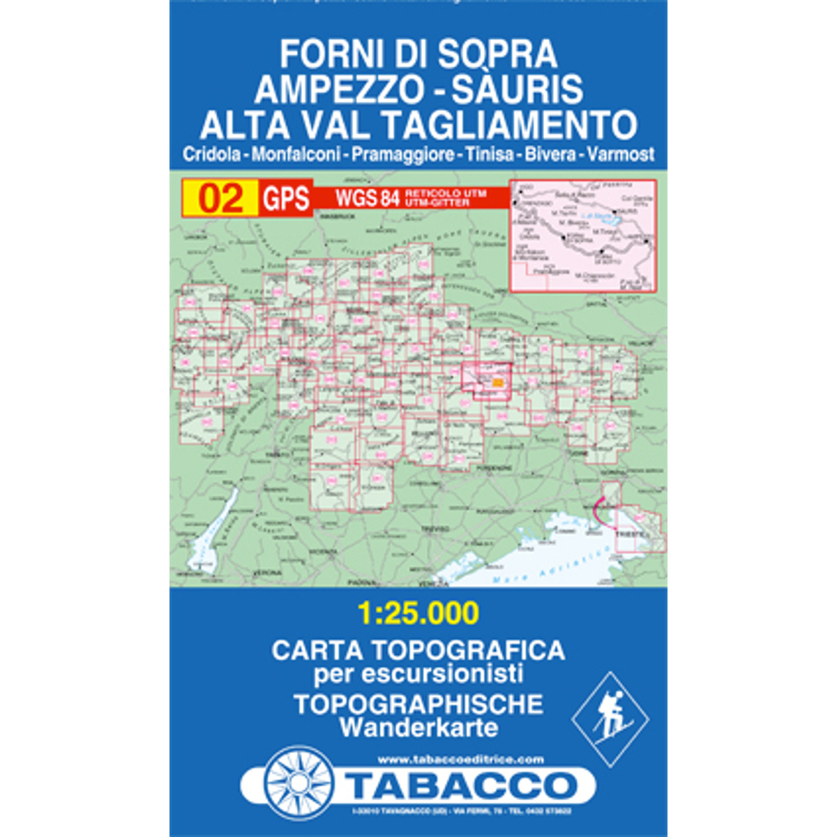 Tabacco Forni di Sopra-Ampezzo-Sauris 02 Wanderkarte