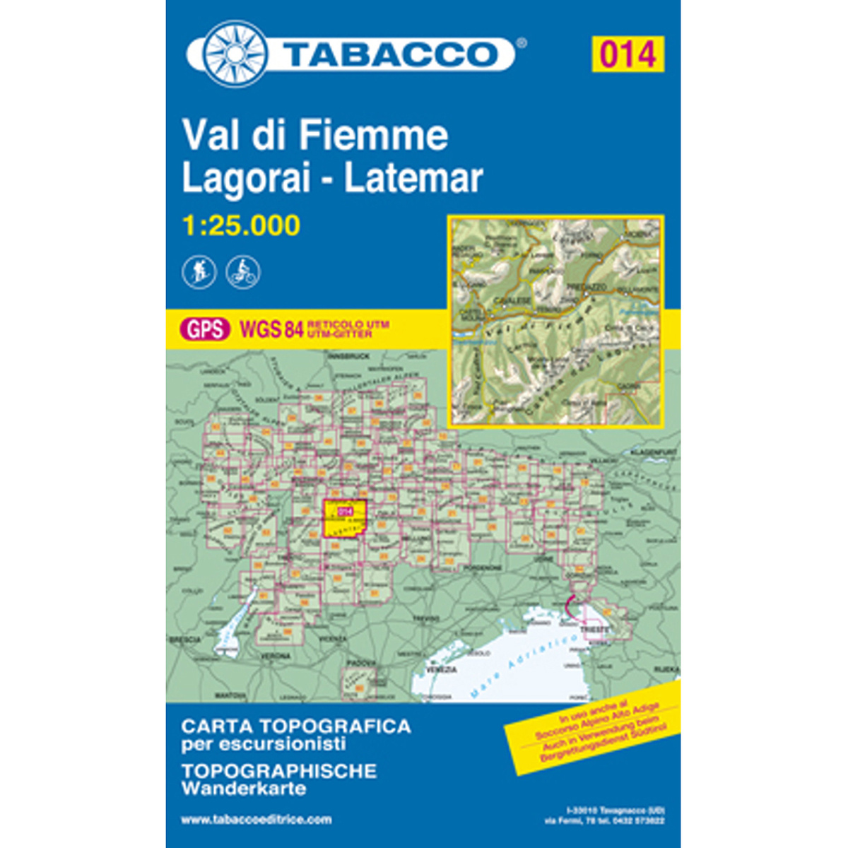 Tabacco Val di Viemme - Lagorai - Latemar 014 Wanderkarte