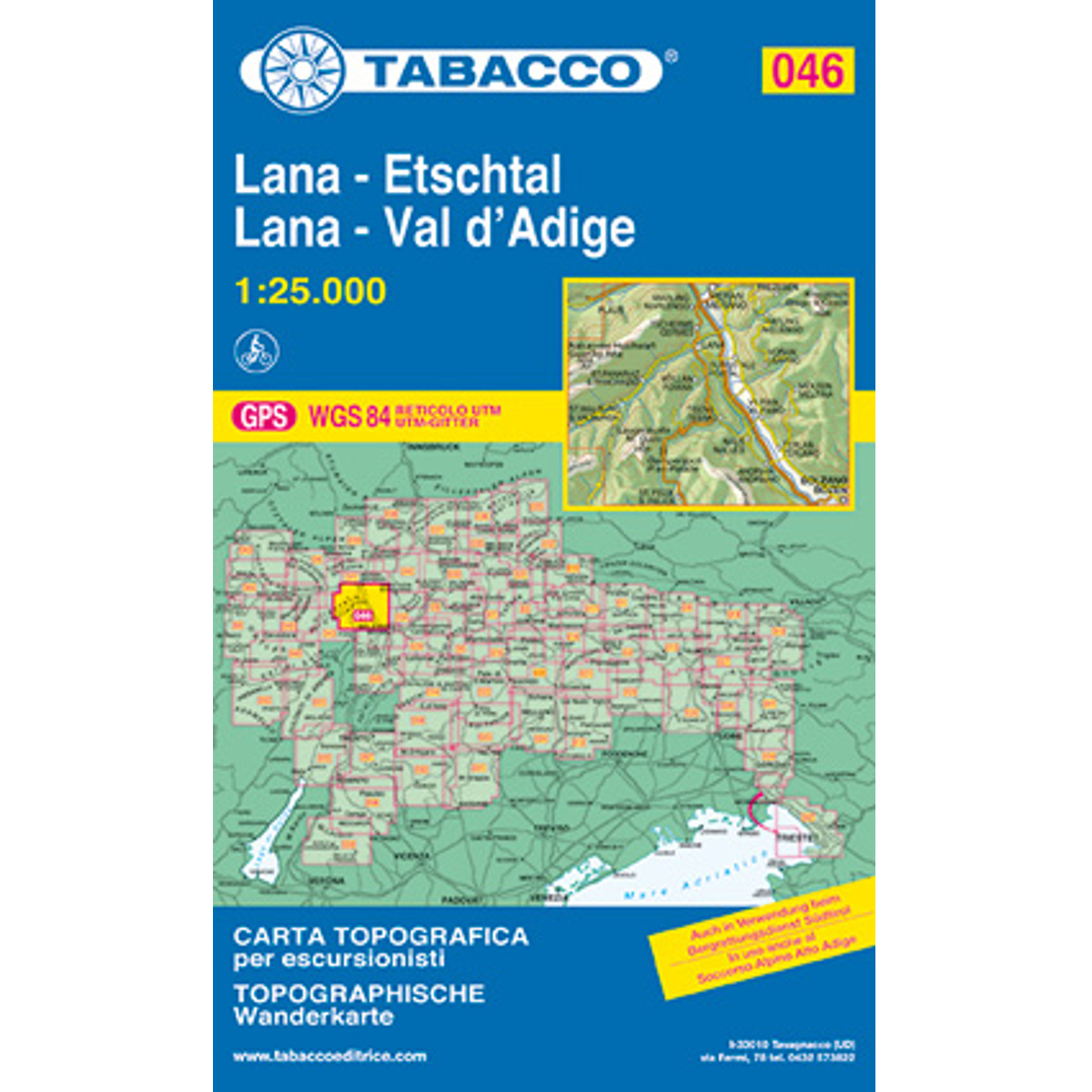 Tabacco Lana - Etschtal 046 Wanderkarte