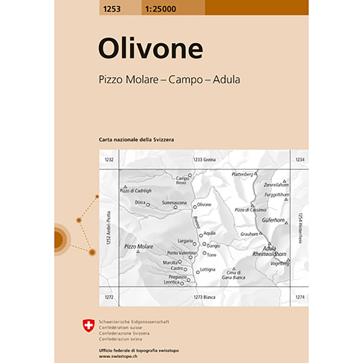 Swisstopo Olivone 1253 Landeskarte 1:25 000