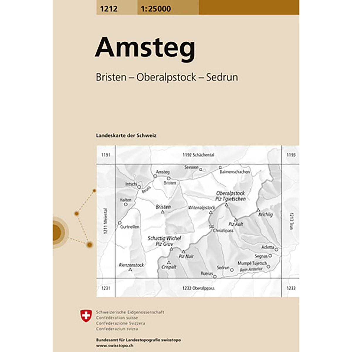 Swisstopo Amsteg 1212 Landeskarte 1:25 000