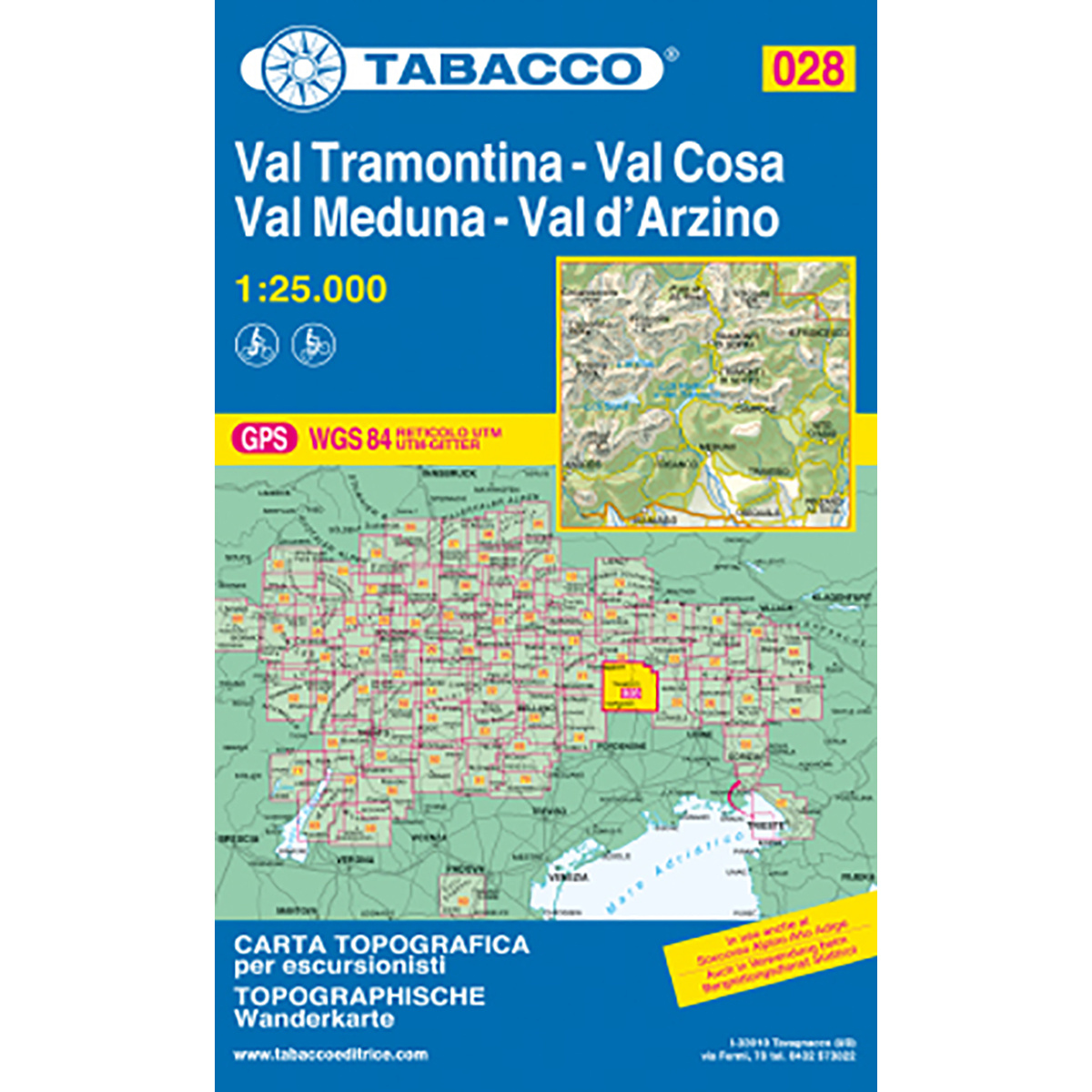 Tabacco WK 28 Val Tramontina 25T Wanderkarte