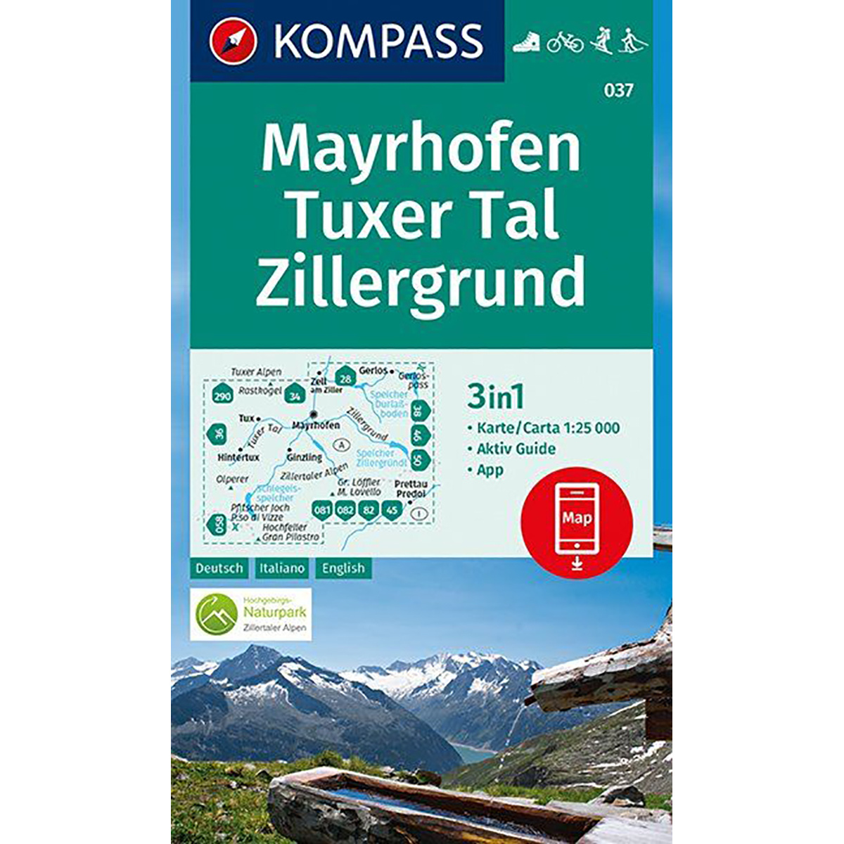 Kompass Verlag WK 037 Mayrhofen-Tuxer Tal-Zillergrund