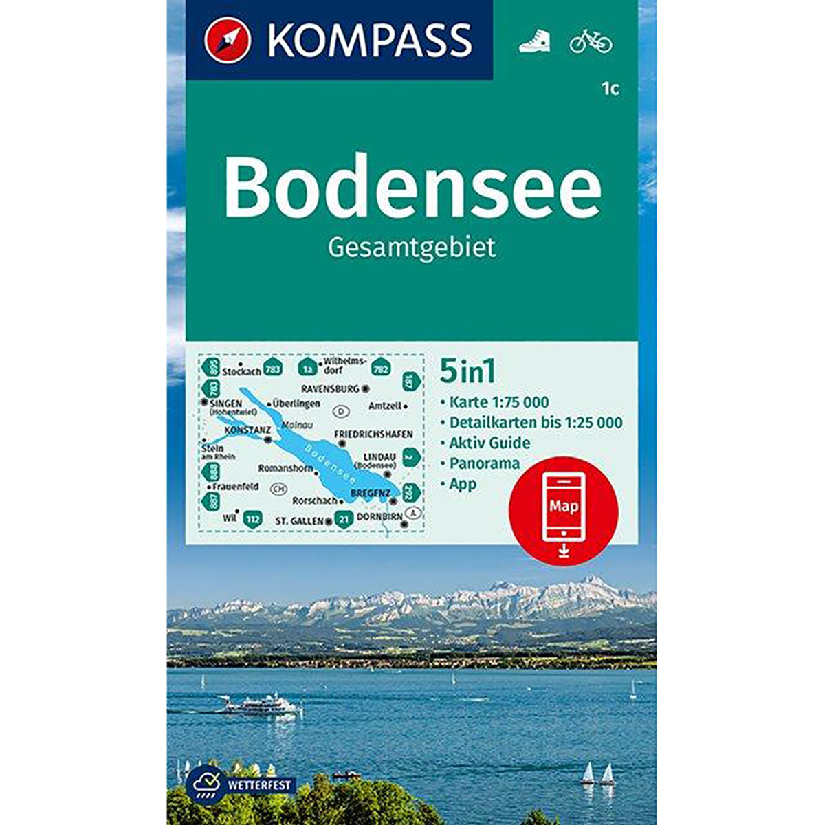 Kompass Verlag WK 1c Bodensee Gesamtgebiet