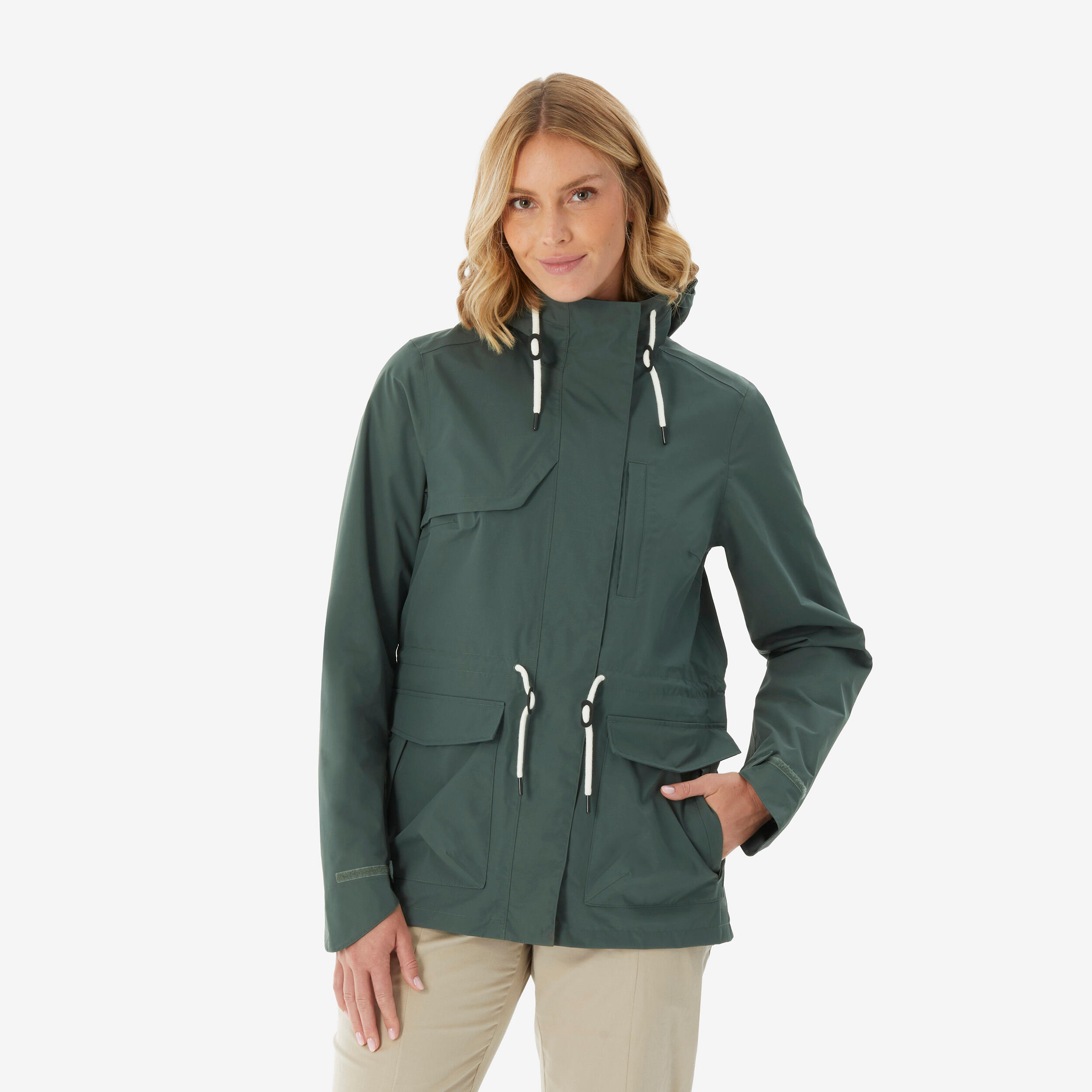 Regenjacke Parka Damen wasserdicht - NH500 grün