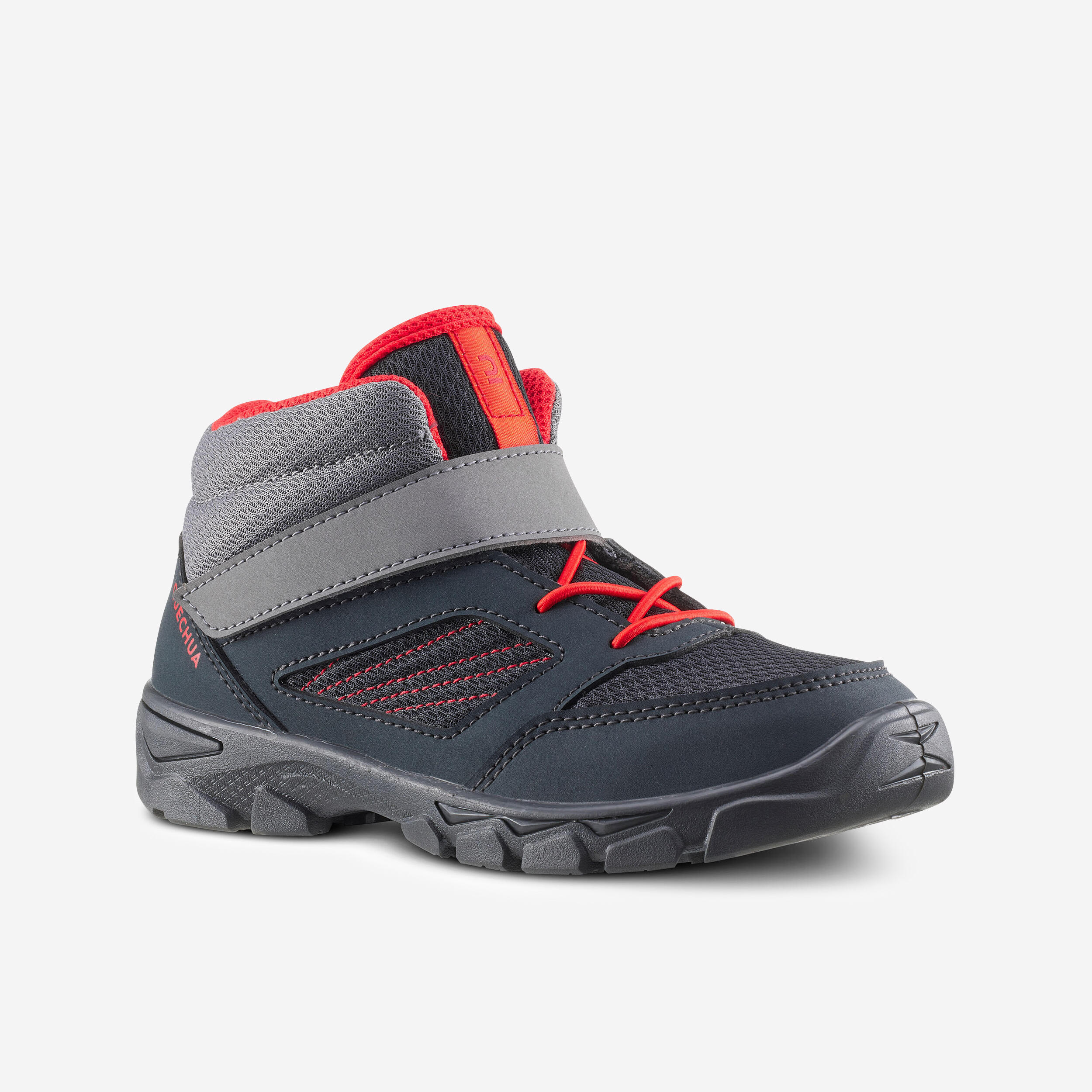 Wanderschuhe Kinder Gr. 24–34 halbhoch mit Klettverschluss Wandern - NH100 grau