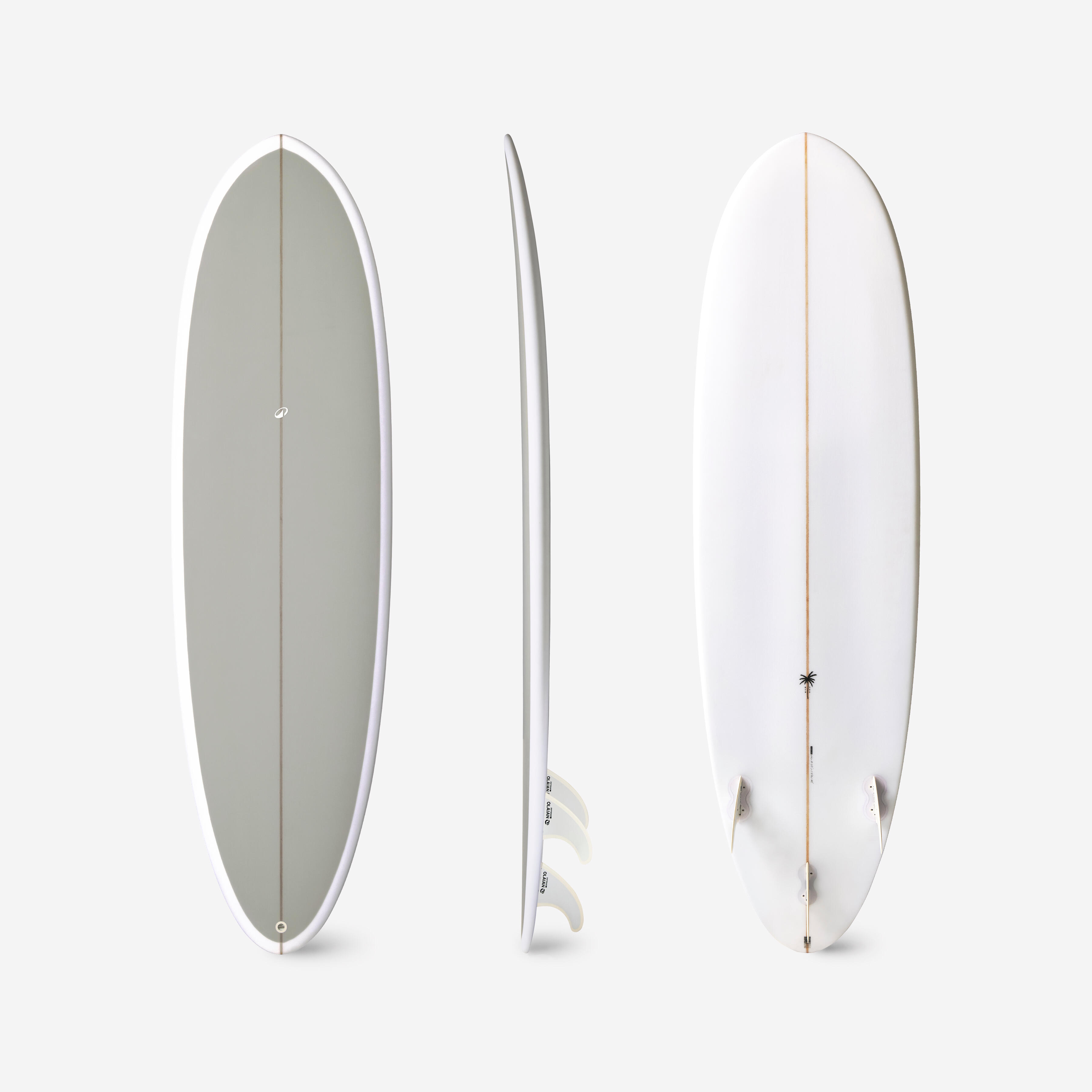 Surfboard Hybrid aus Harz 6'4 3 Finnen 40 l khaki
