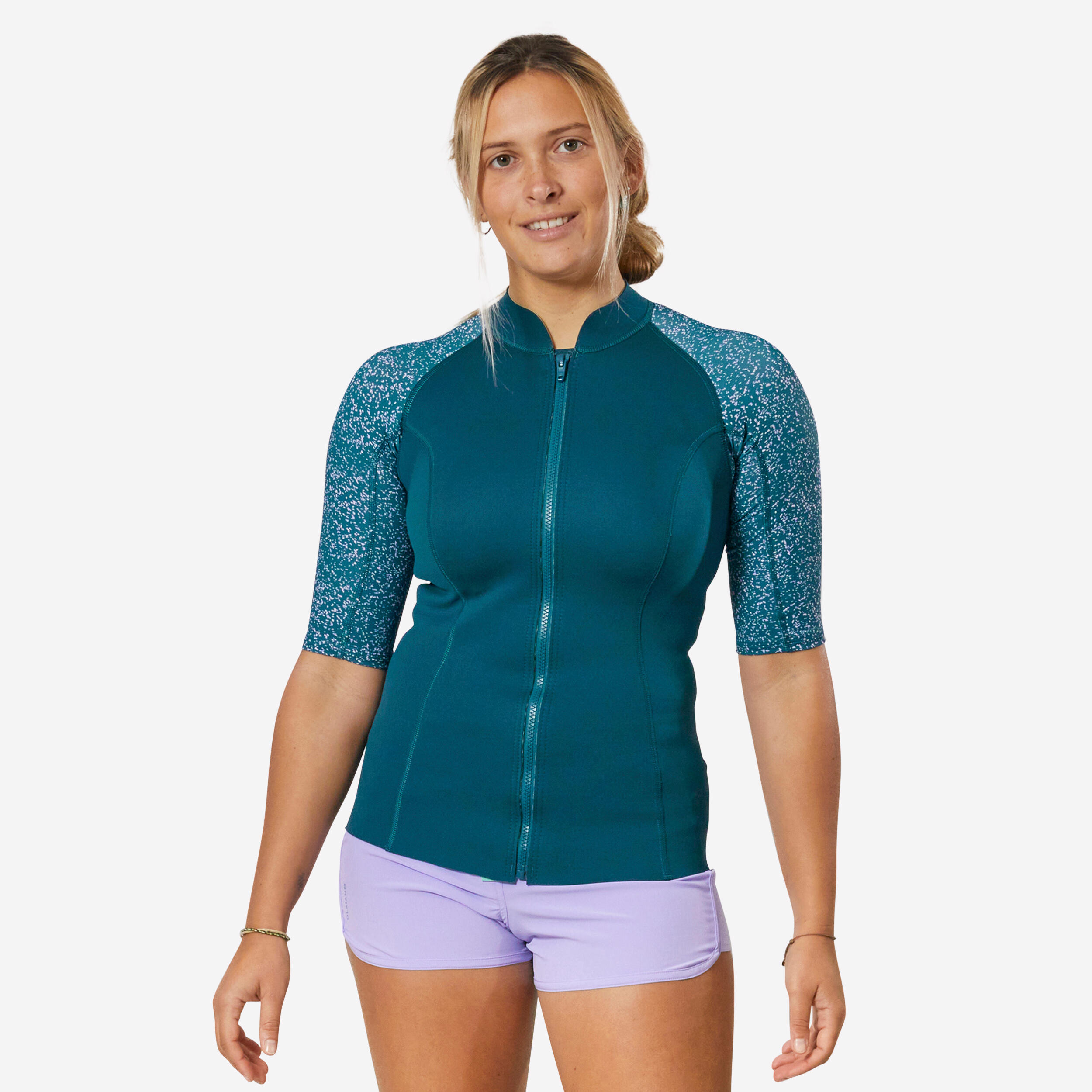 Neoprentop UV-Schutz kurzarm Damen 500 1,5 mm marineblau