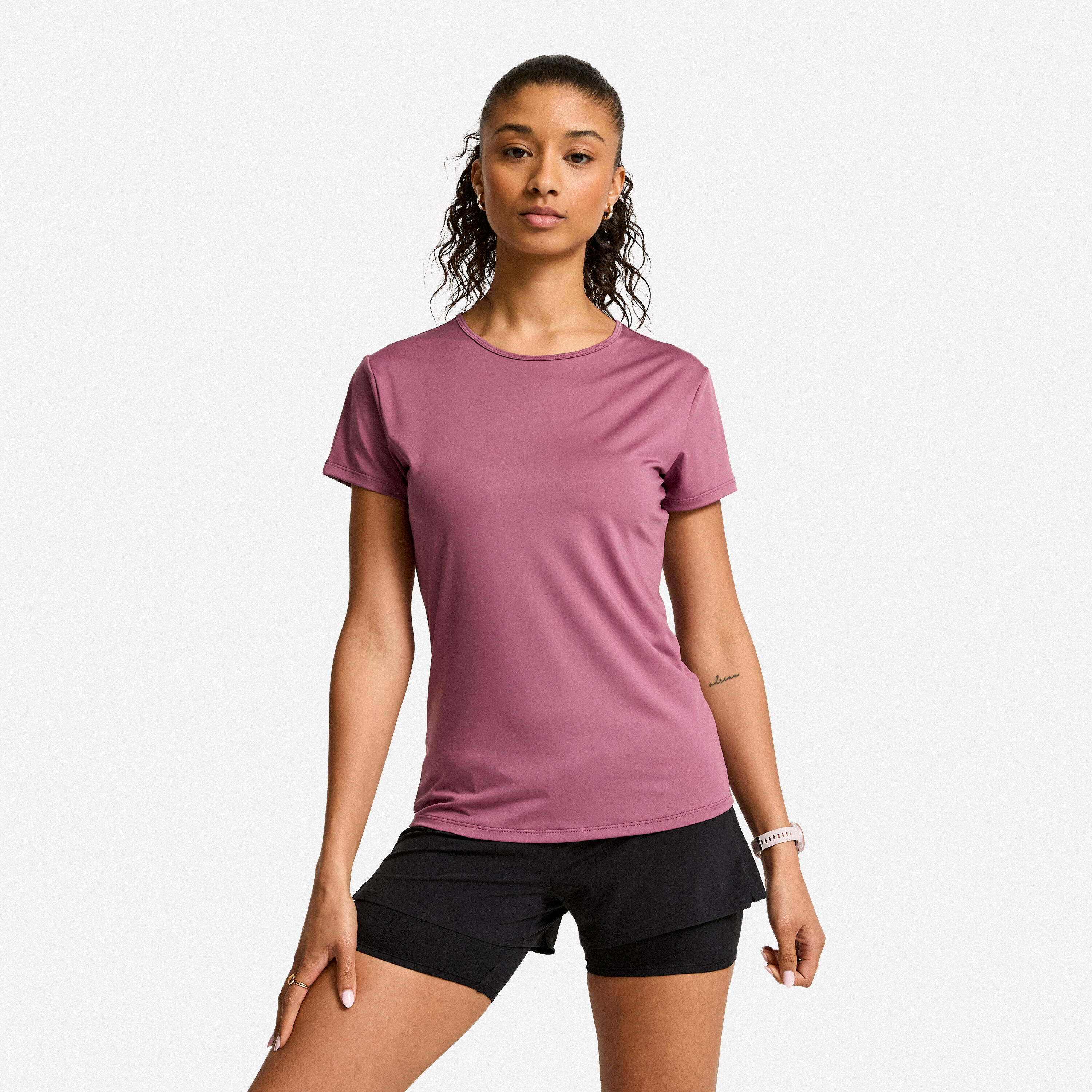 T-Shirt Damen Fitness Cardio - hellviolett