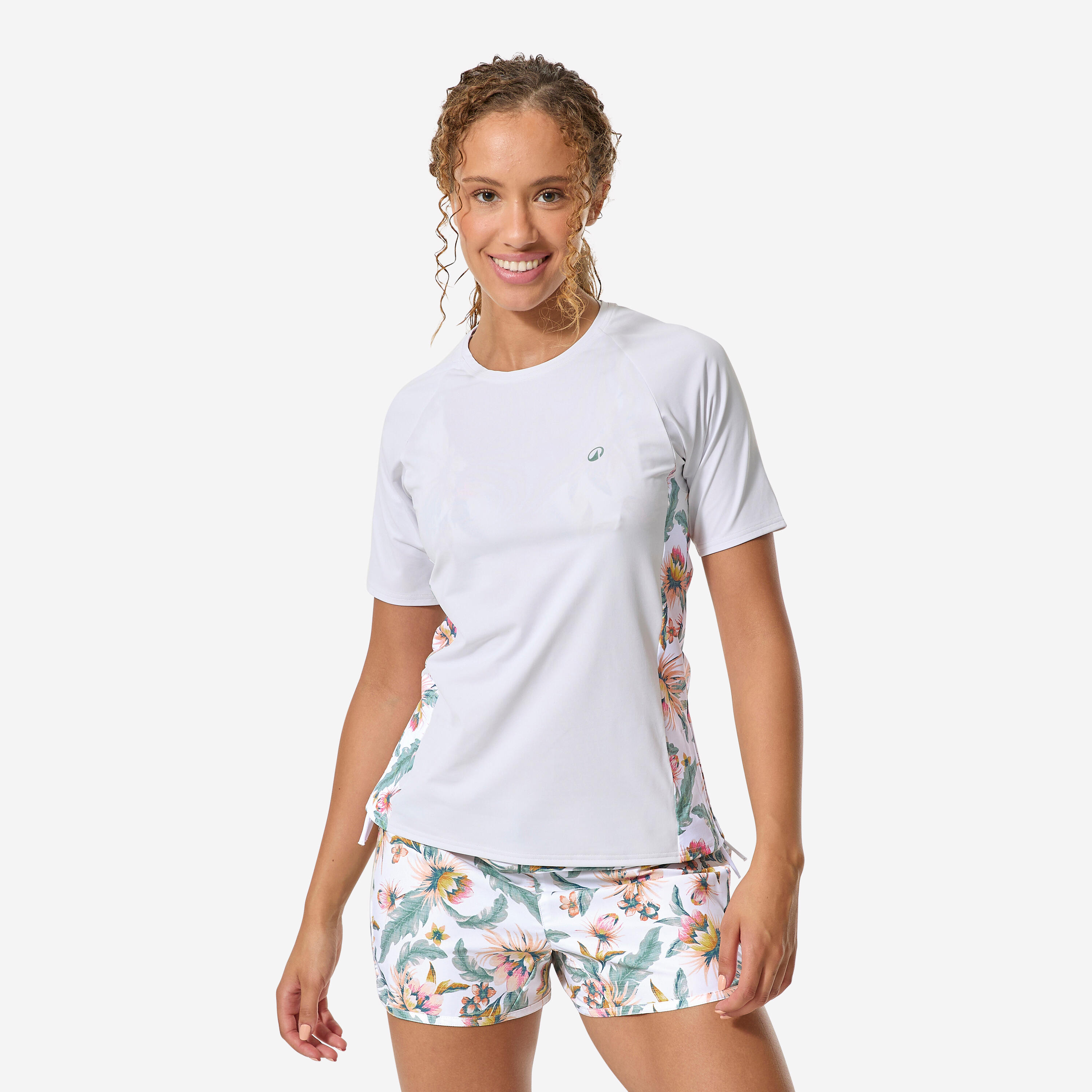 UV-Shirt Surfen Damen kurzarm Kanika weiß