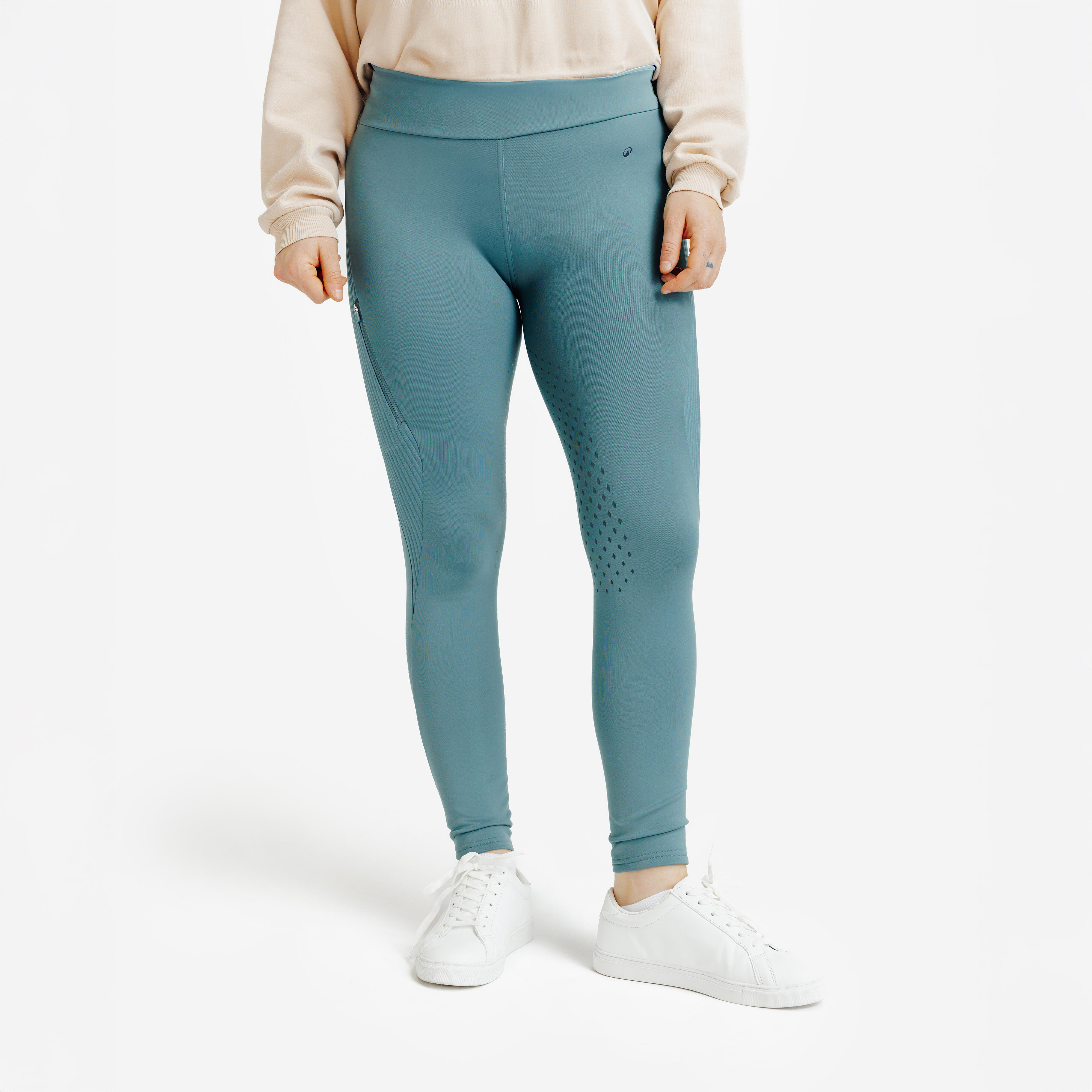 Winter-Reitleggings warm Silikonbesatz Damen grün