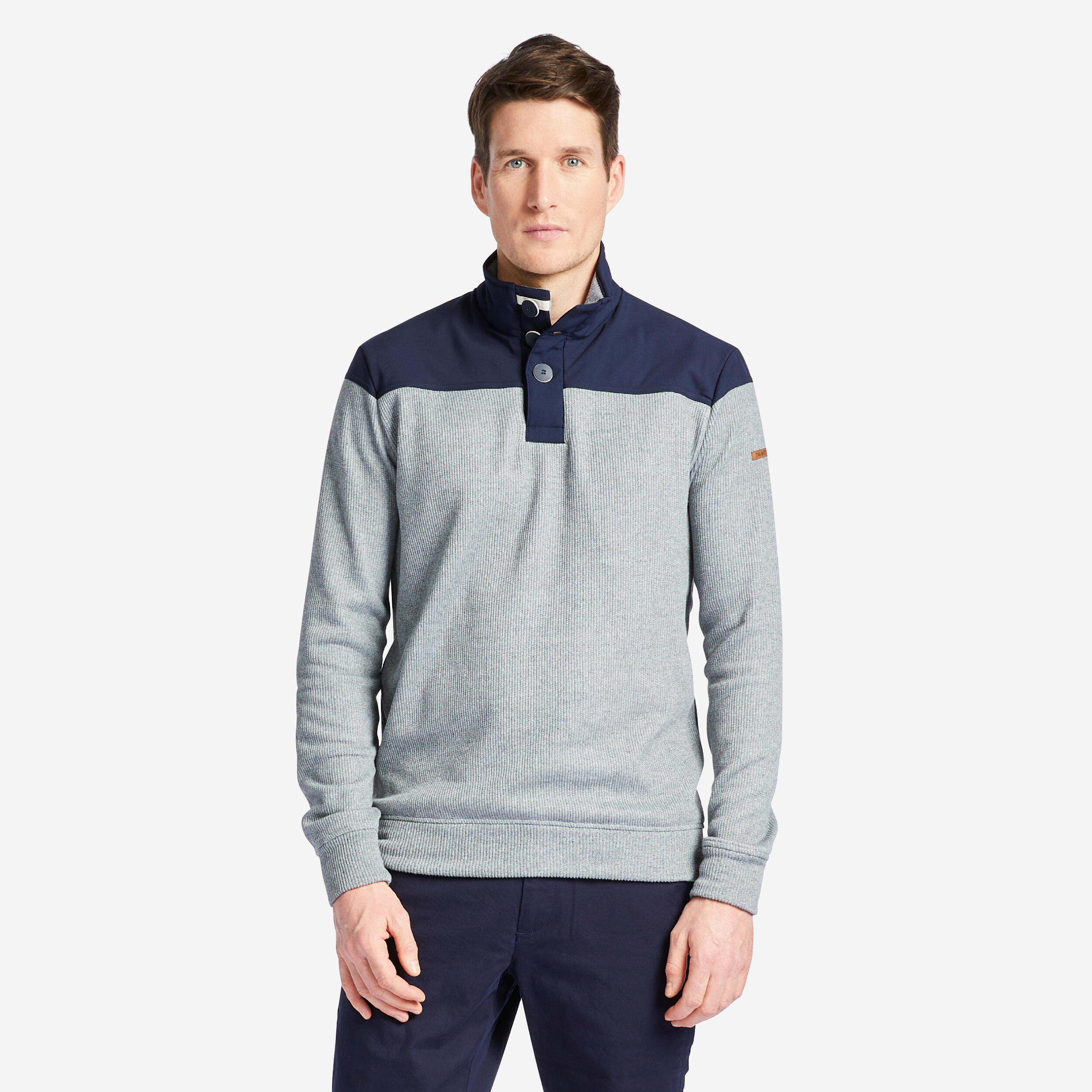 Segelpullover Herren 100 blau/grau