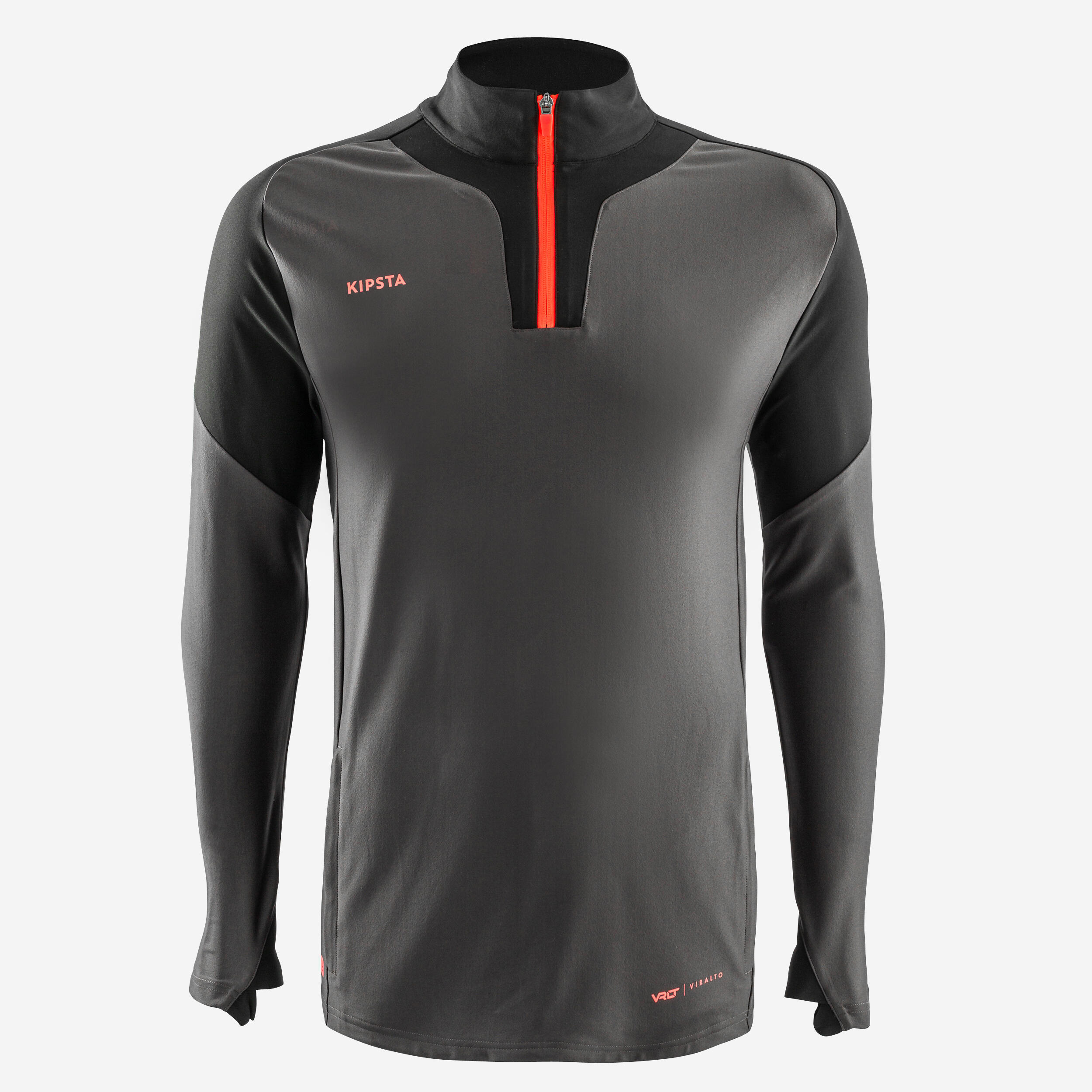 Damen/Herren Fußball Sweatshirt 1/2 Zip - Viralto Axton grau/schwarz