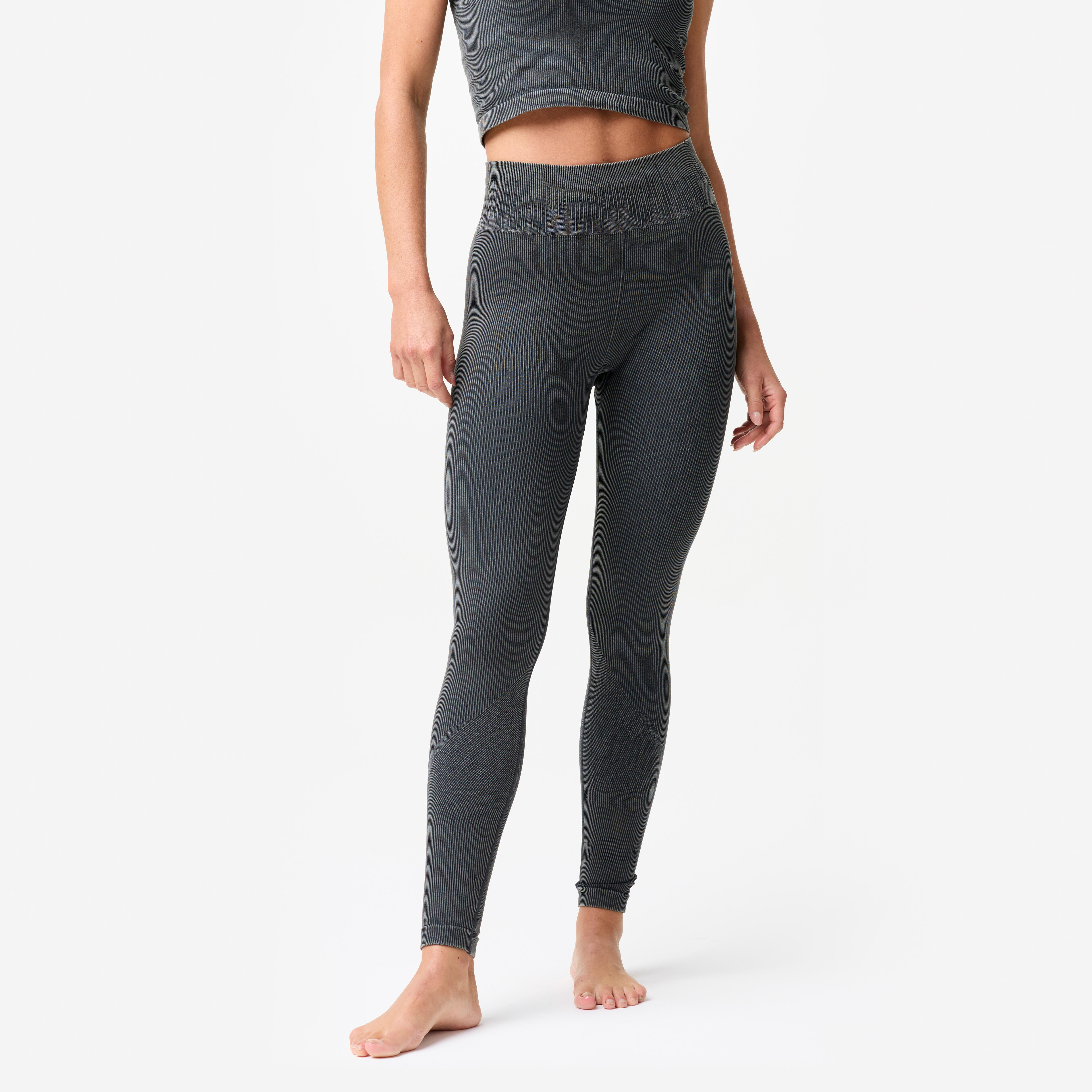 Leggings Damen seamless Yoga/Pilates - dunkelgrau verwaschen