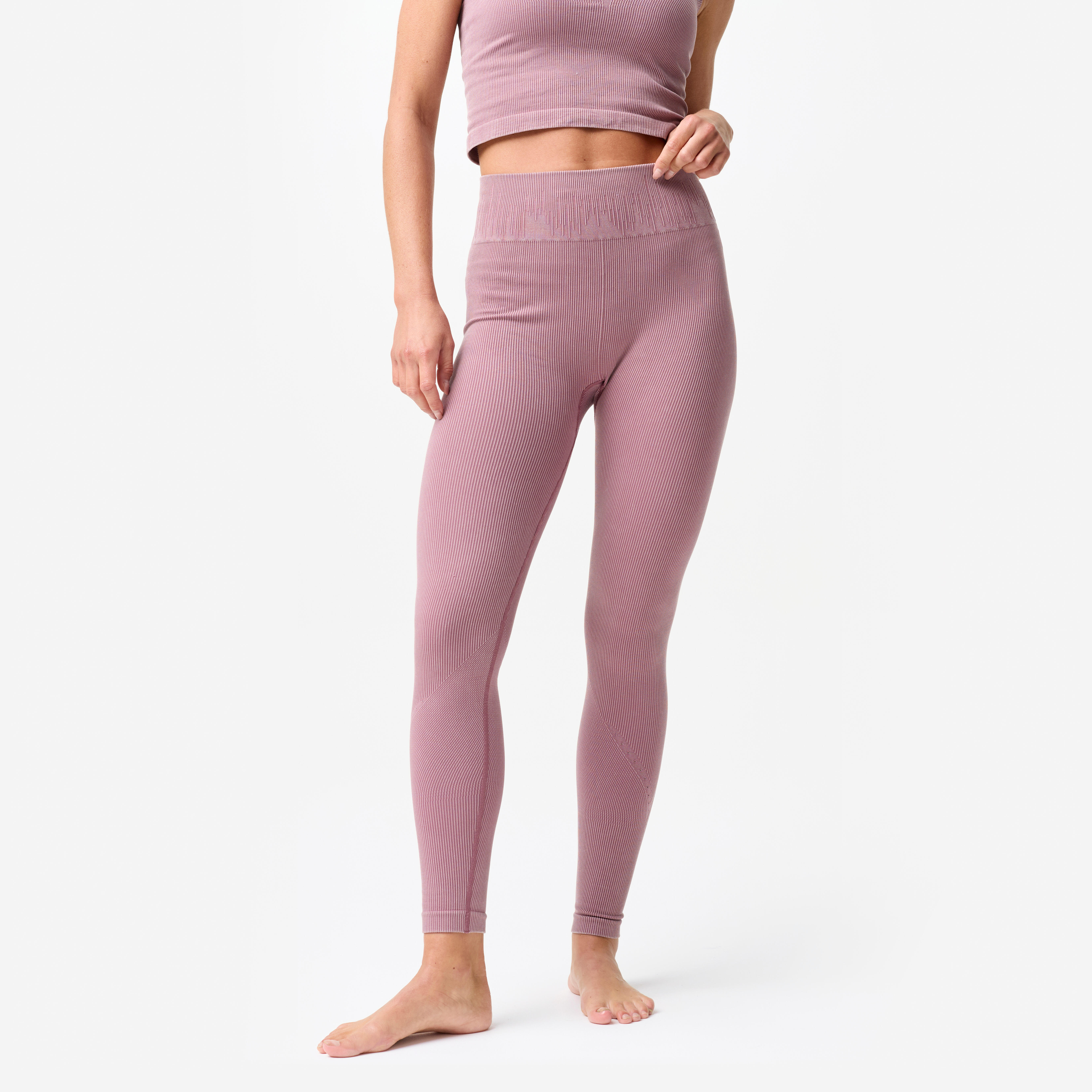 Leggings Damen seamless Yoga/Pilates - rosa verwaschen