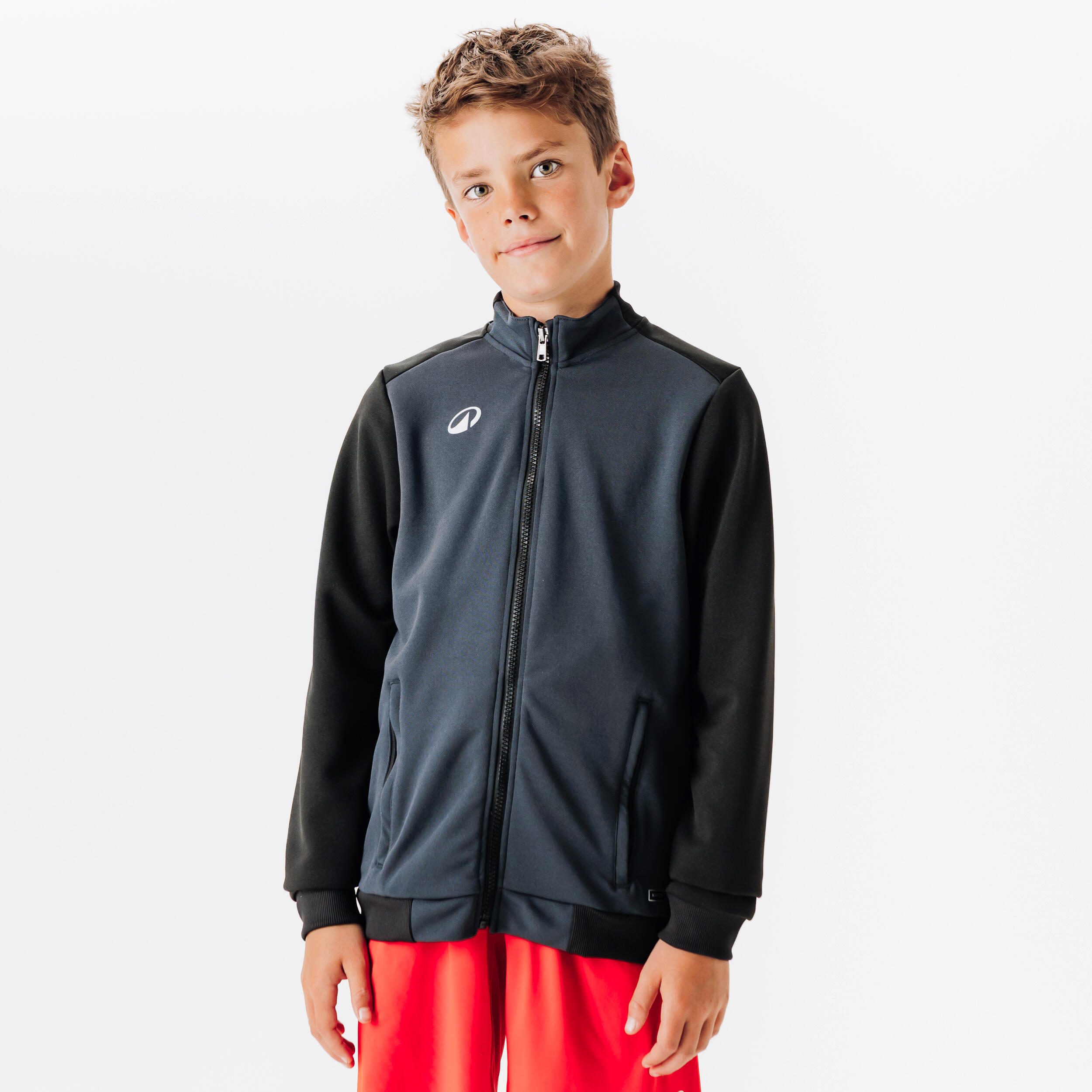 Kinder Fußball Trainingsjacke - Essential schwarz/grau