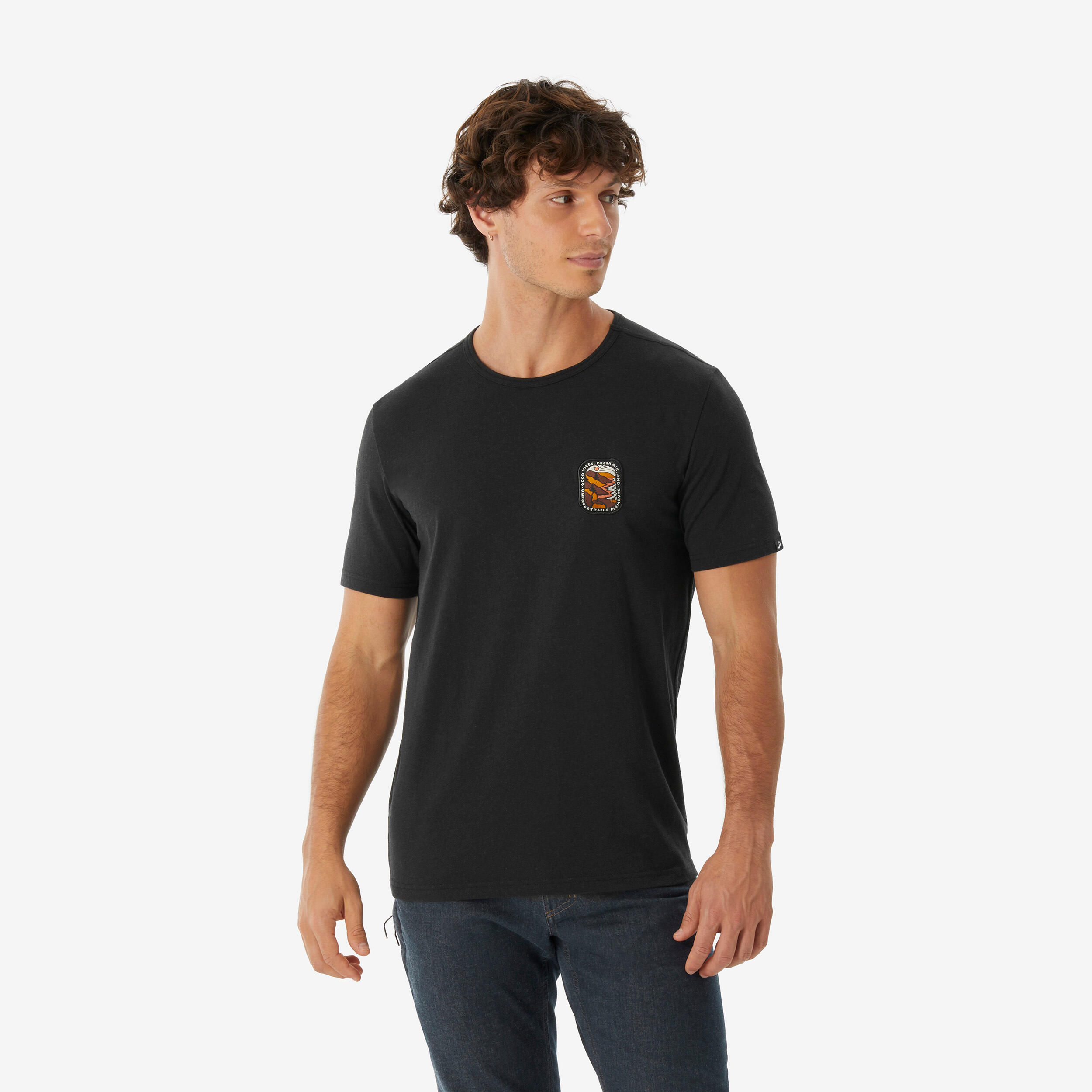 Wandershirt Herren kurzarm - NH100 schwarz