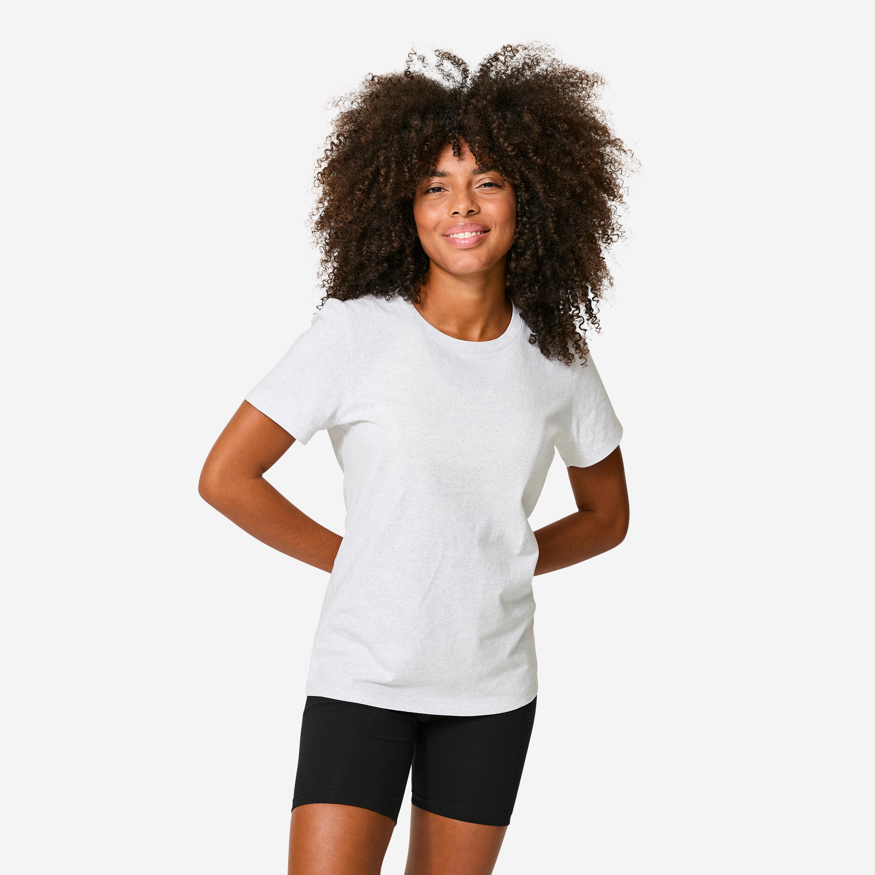 T-Shirt Damen Baumwolle aus recycelten Materialien - grau