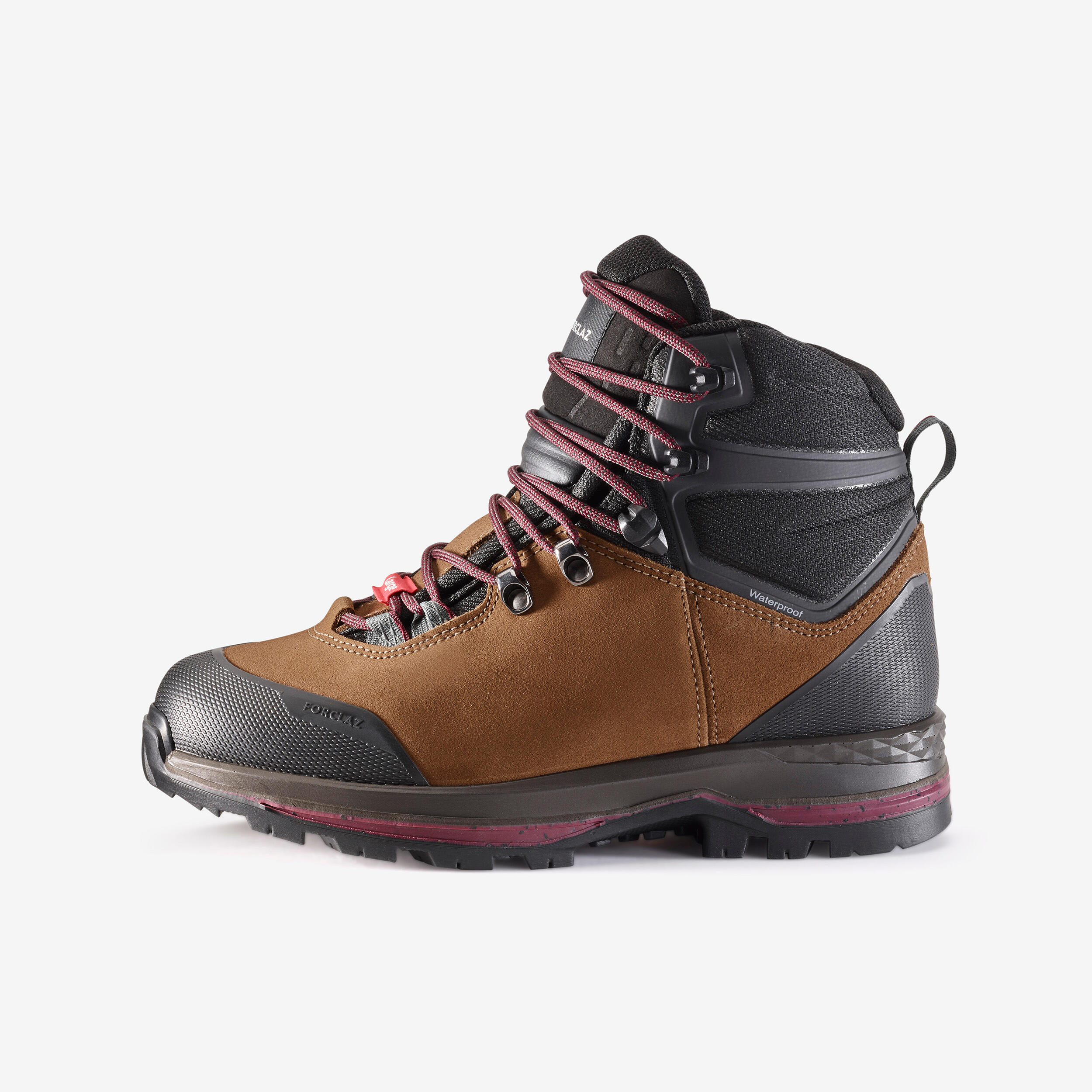 Trekkingschuhe Damen Leder hoch breit wasserdicht - MT100