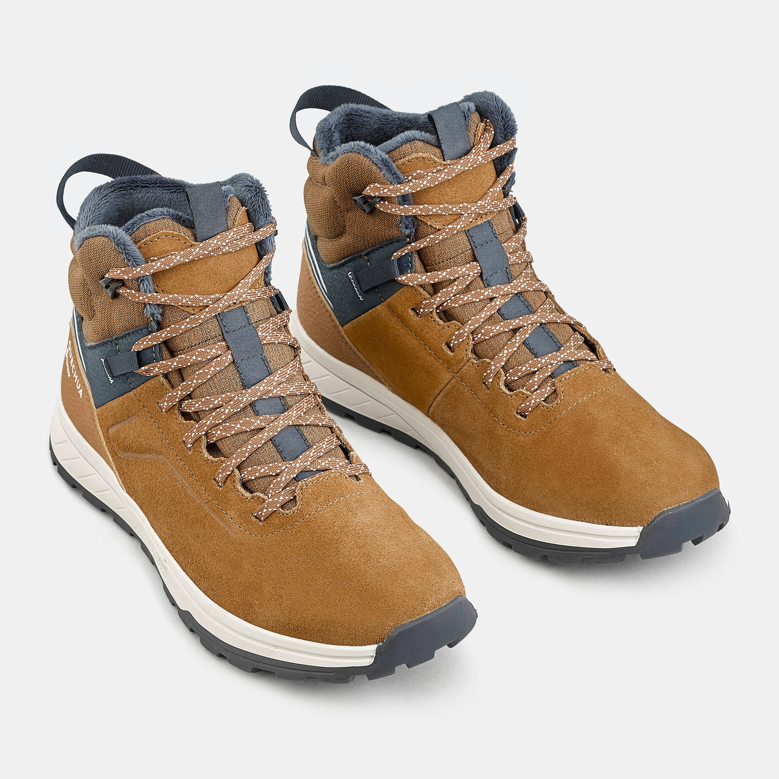 Winterschuhe Kinder Gr. 35–38 Leder Schnürung warm wasserdicht Wandern - SH500