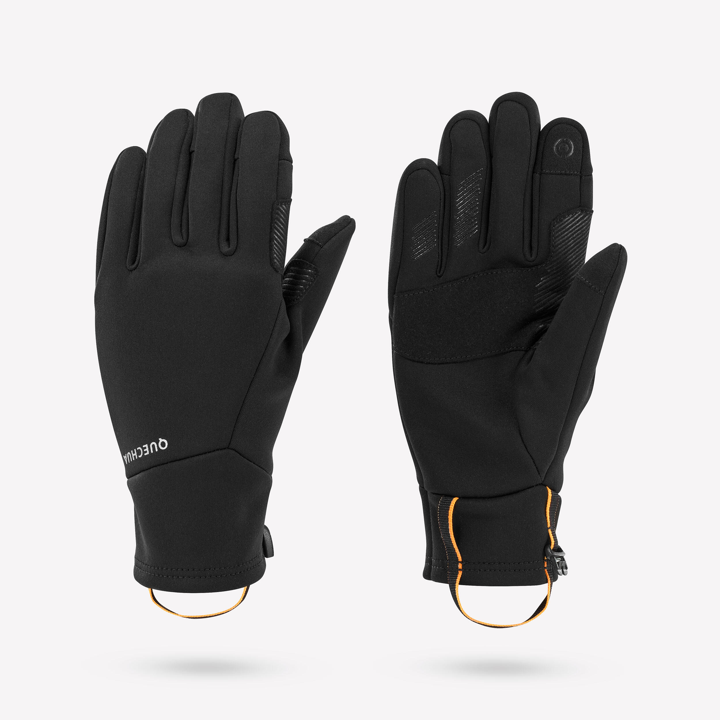 Handschuhe Kinder 6–14 Jahre Stretch touchscreenfähig Wandern - Hike500 schwarz