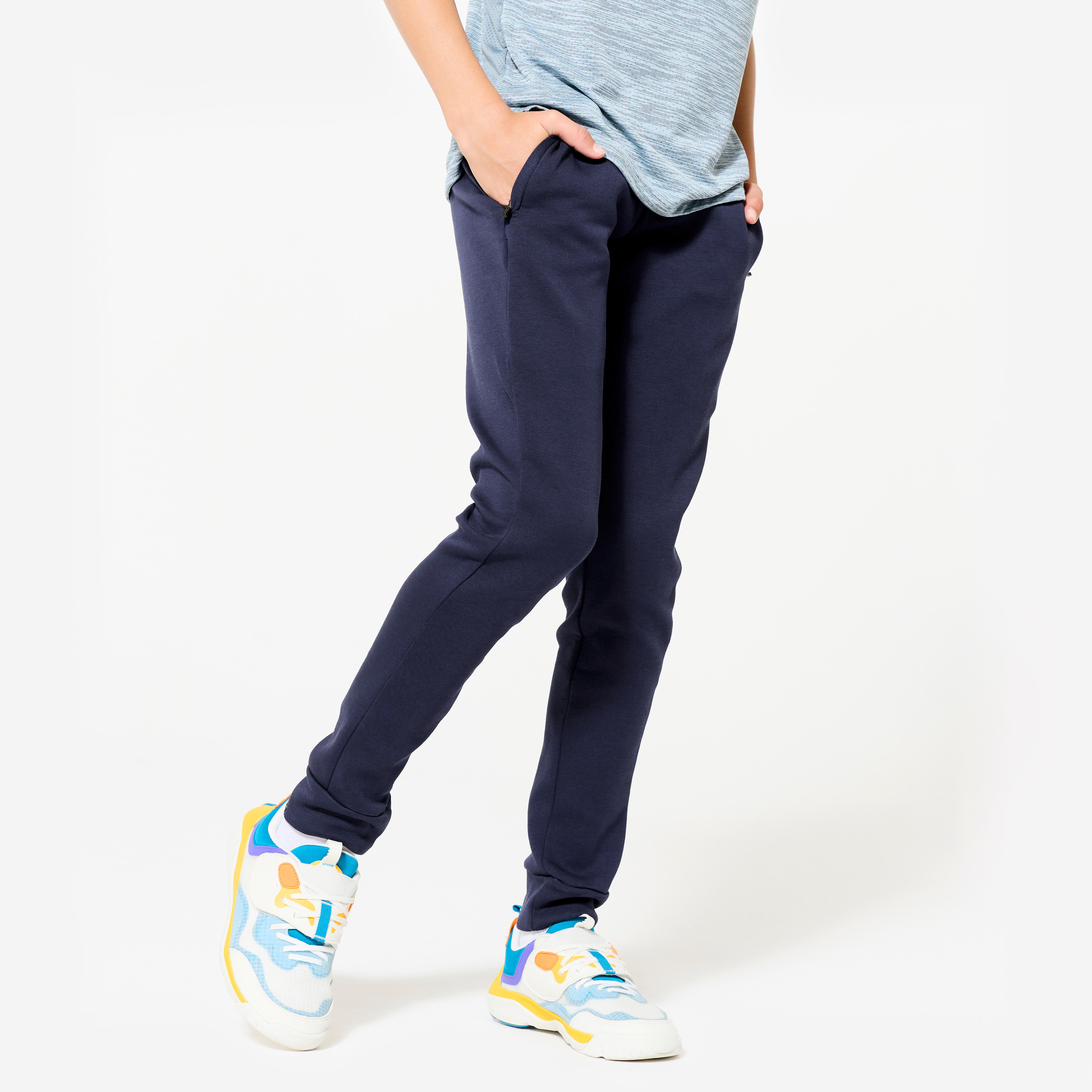 Jogginghose Kinder Baumwolle atmungsaktiv - blau