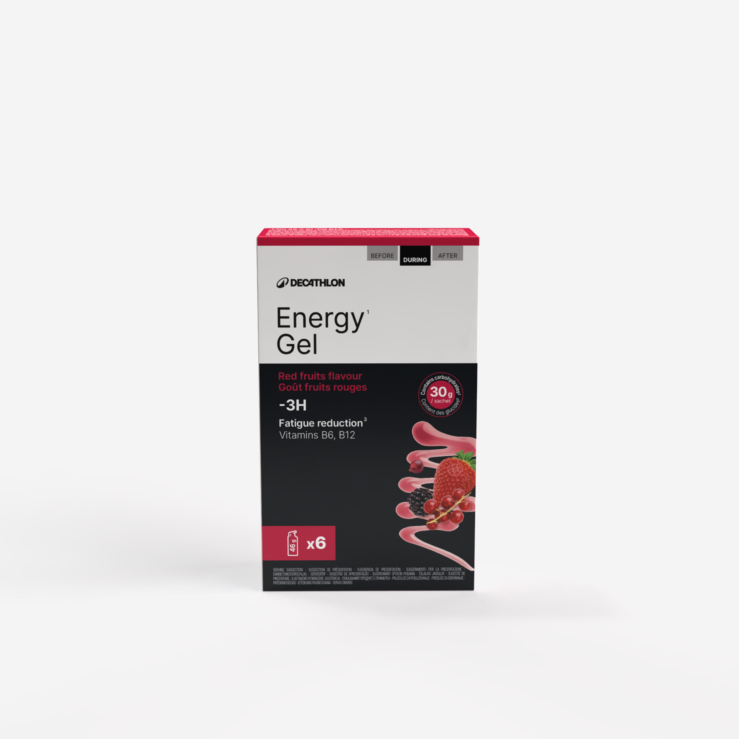 Energiegel Belastungen unter 3 Stunden, rote Früchte, Energy Gel × 6