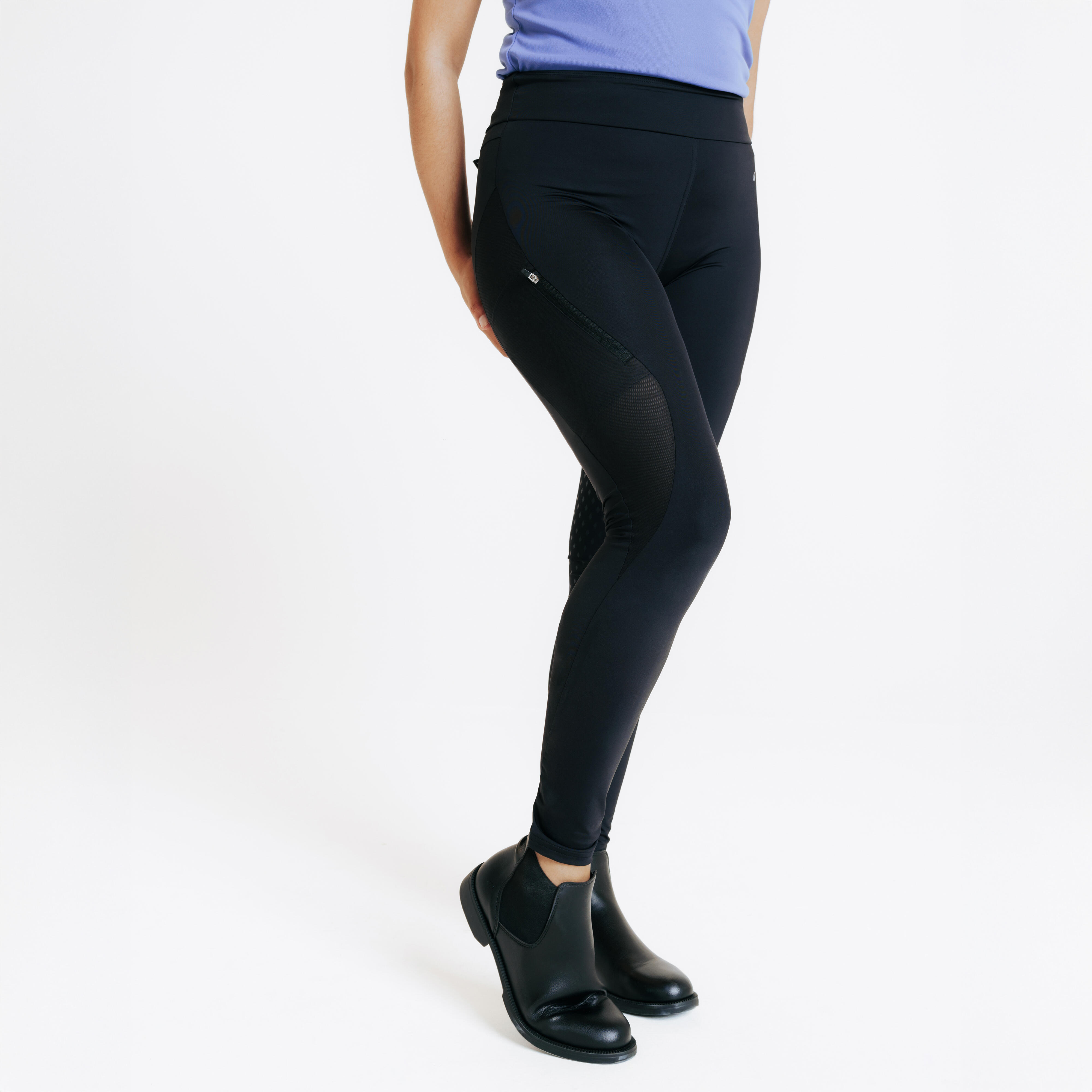 Reitleggings Full Grip Light Sommer Damen schwarz