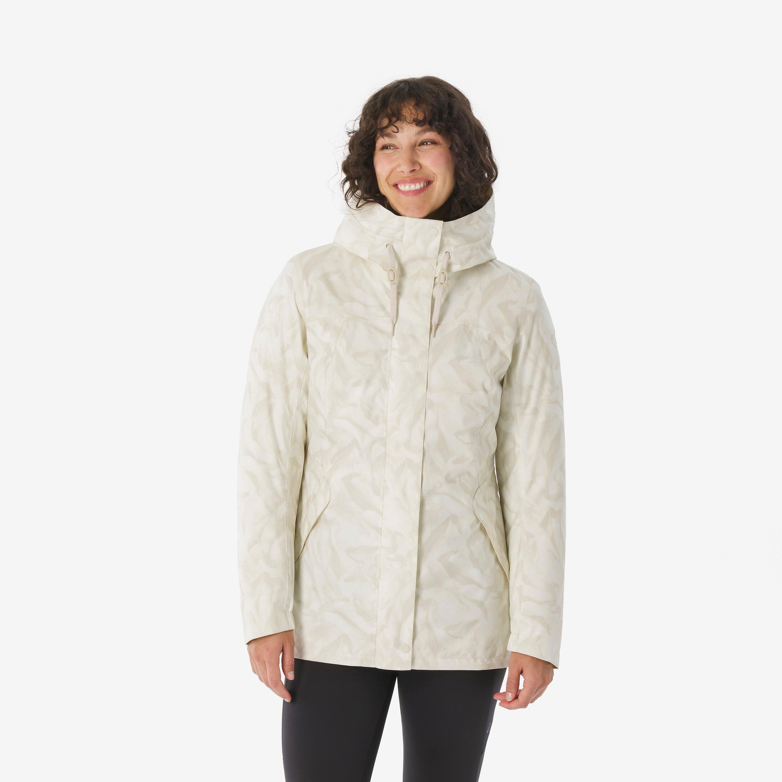 Winterjacke Damen bis -10 °C wasserdicht Wandern - NH500 beige