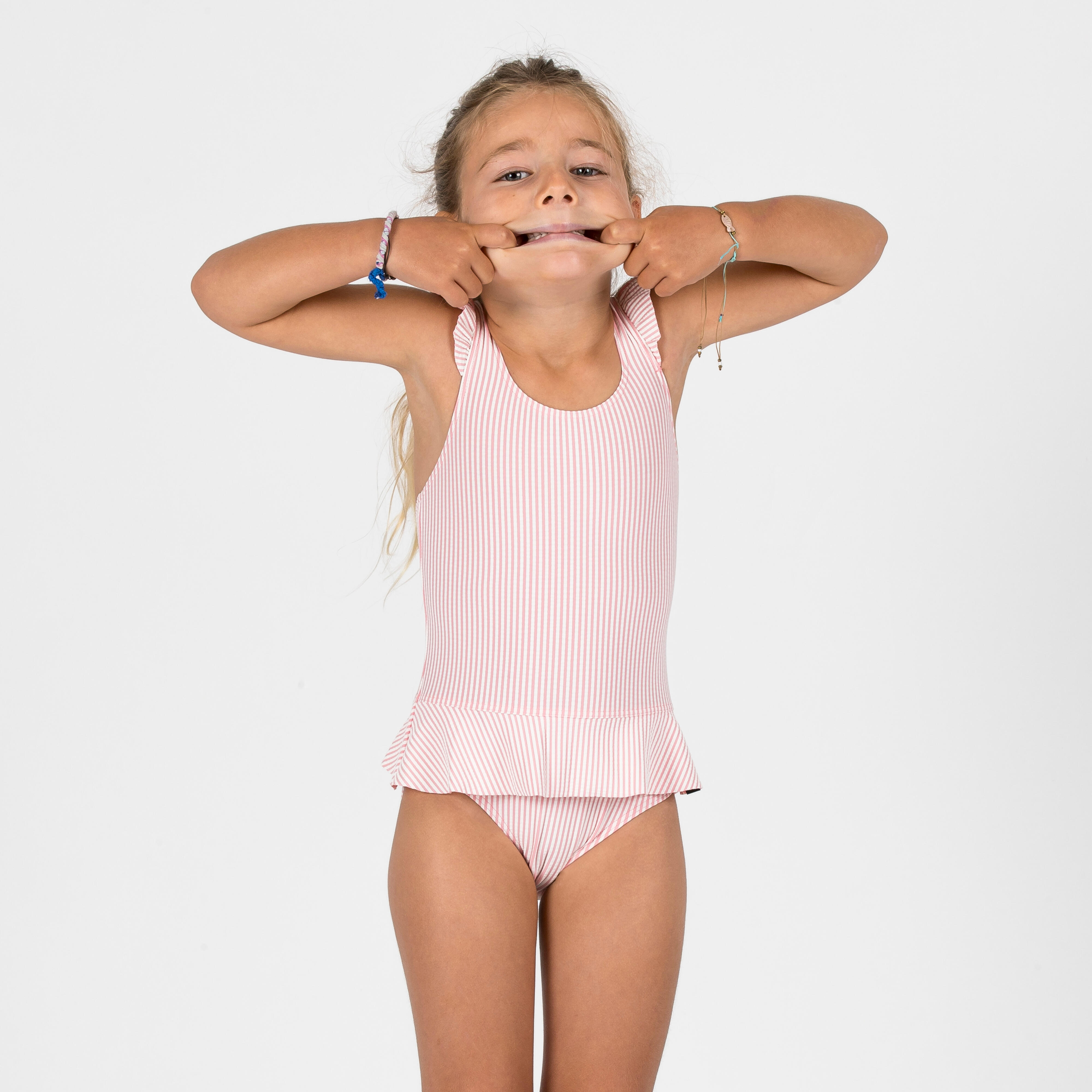 Badeanzug Röckchen Baby/Mädchen - gestreift rosa/weiß