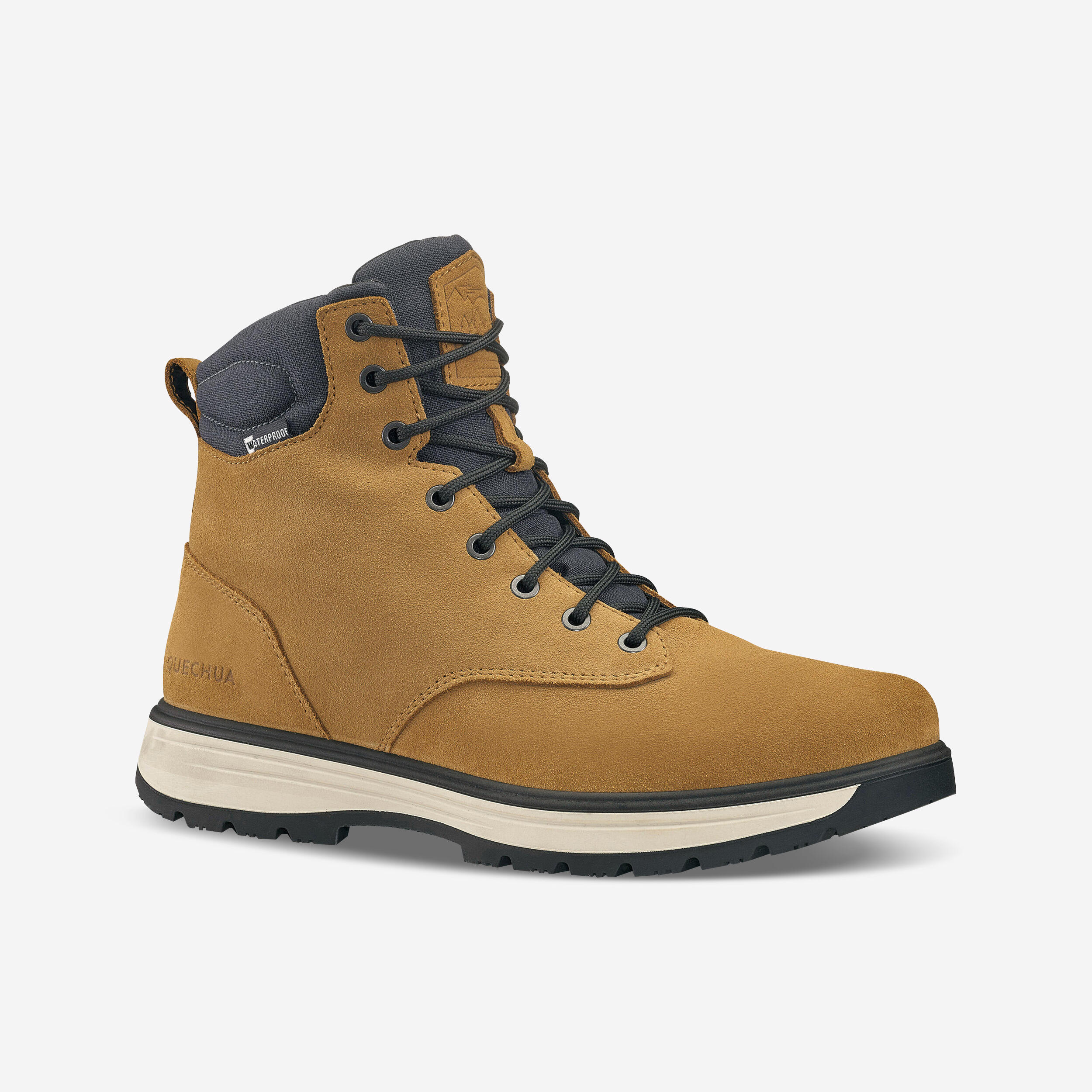 Wanderschuhe Herren hoch warm Leder Wandern - NH500 braun