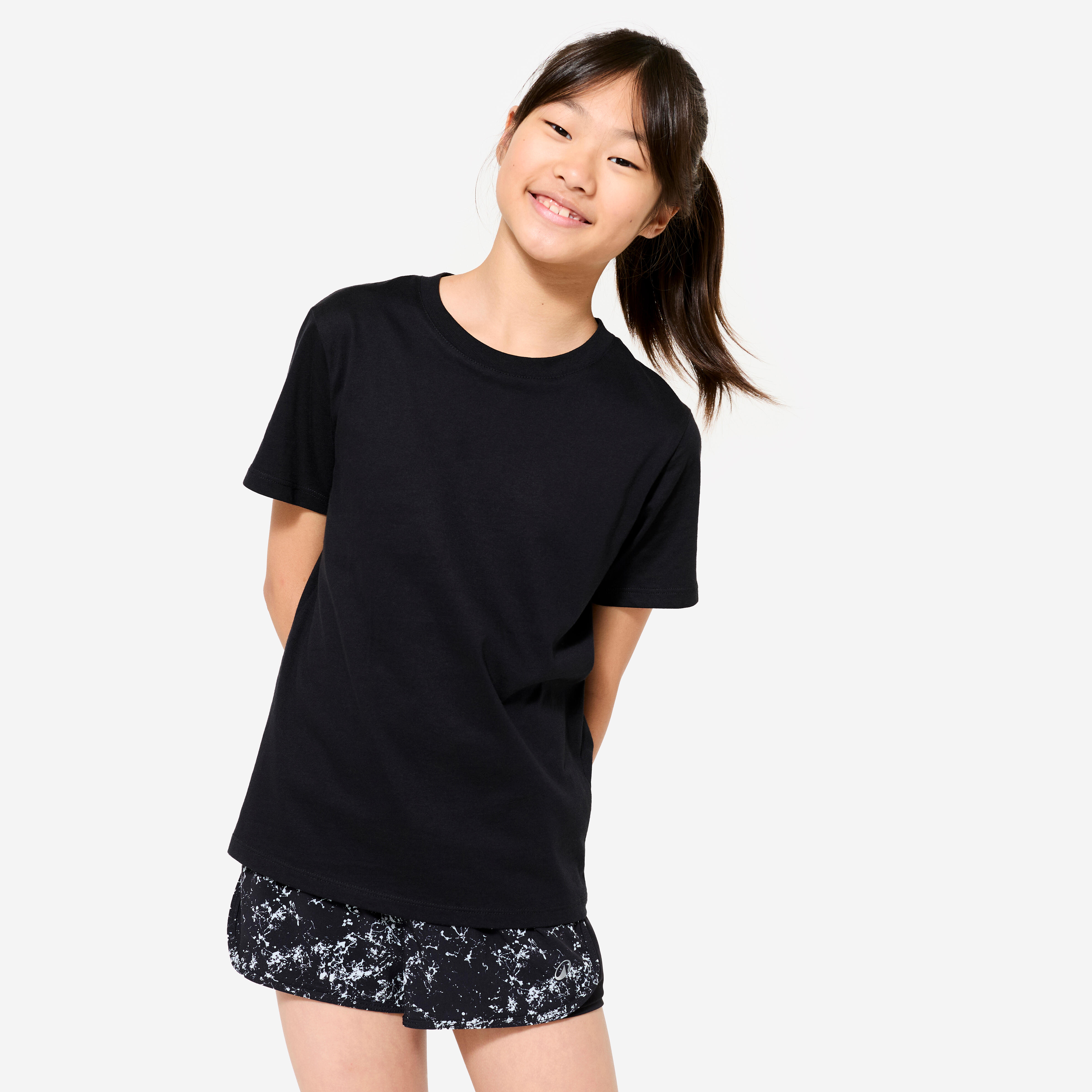 T-Shirt Kinder Mädchen atmungsaktiv - schwarz