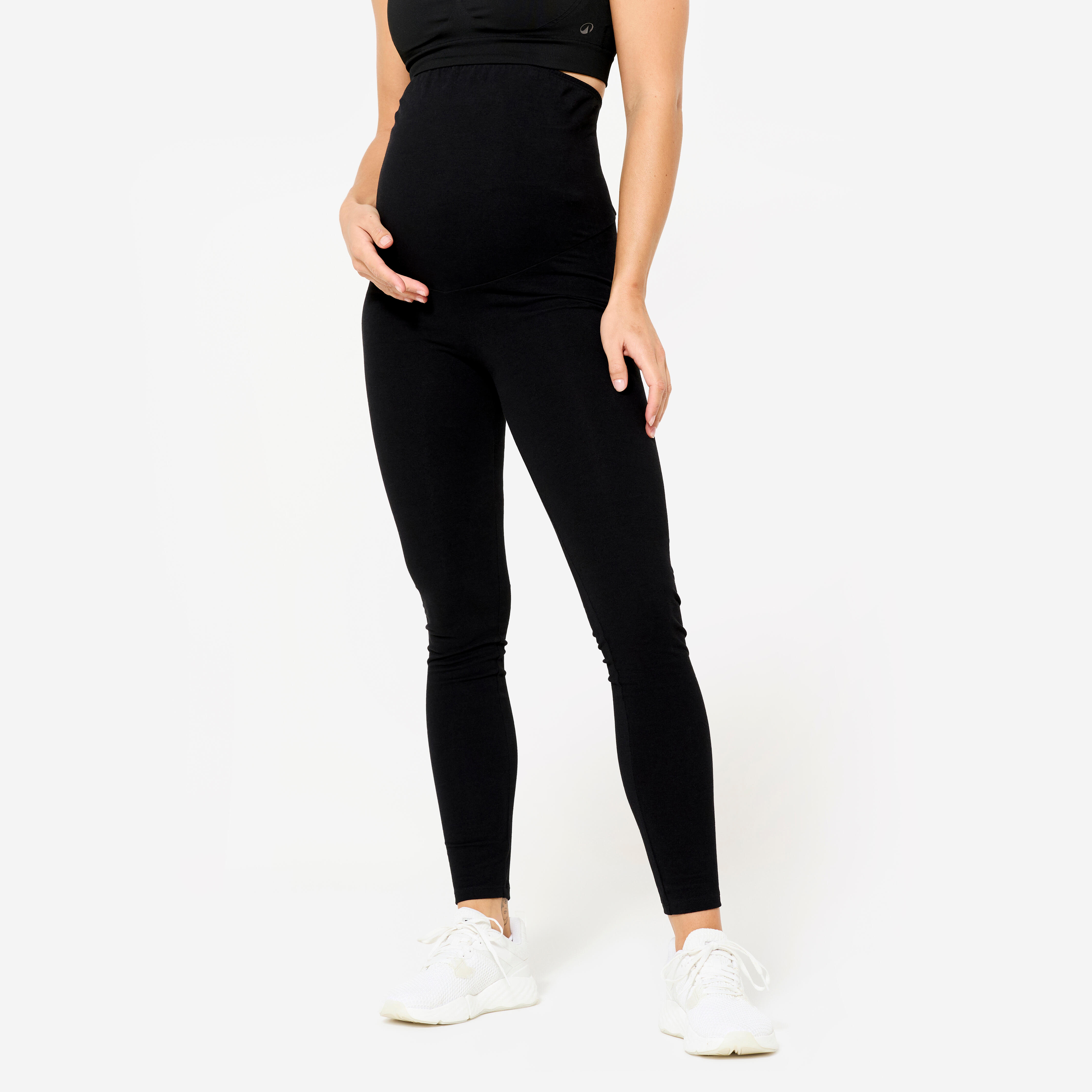 Leggings Damen Schwangerschaftsyoga - schwarz