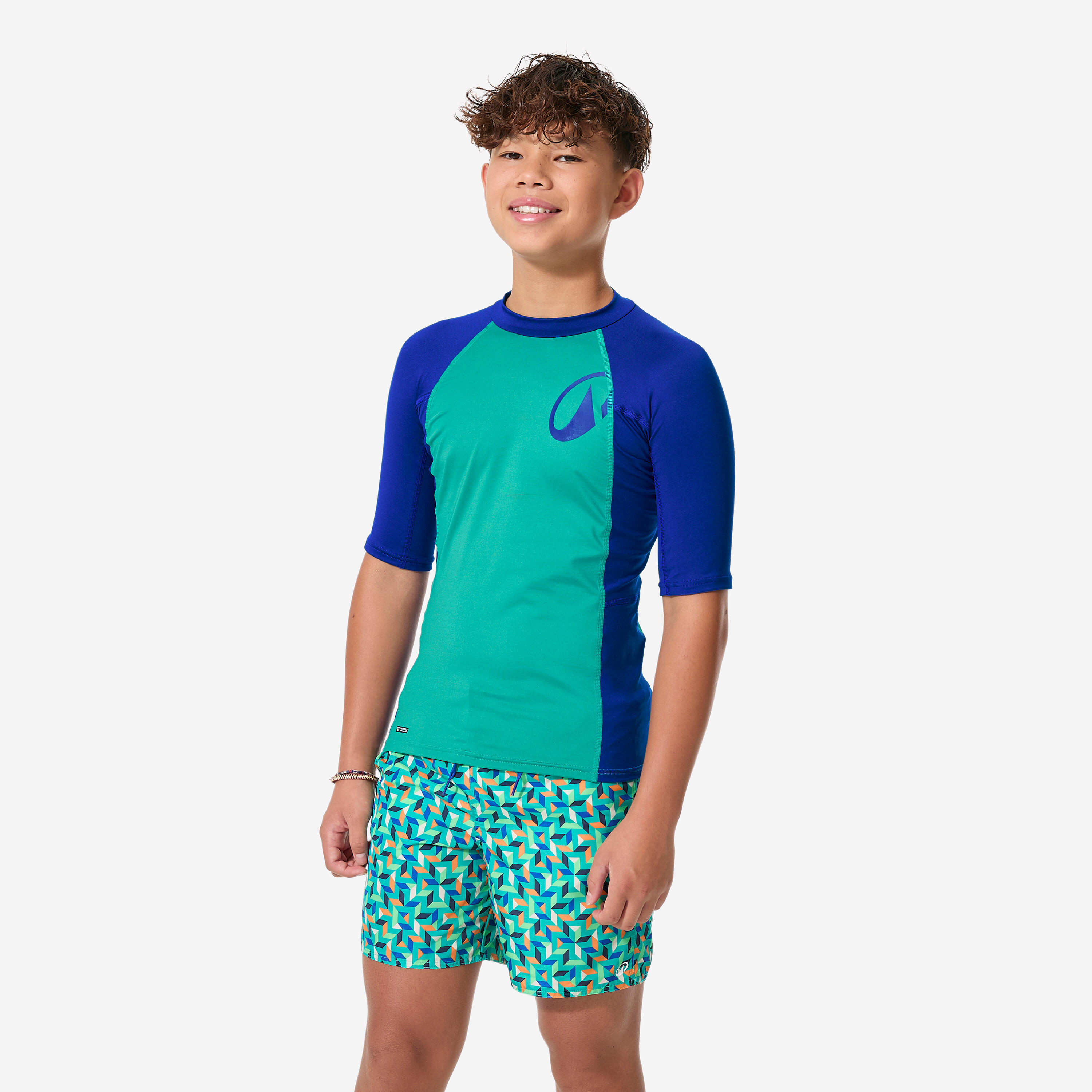 UV-Shirt Kinder 500 blau/grün