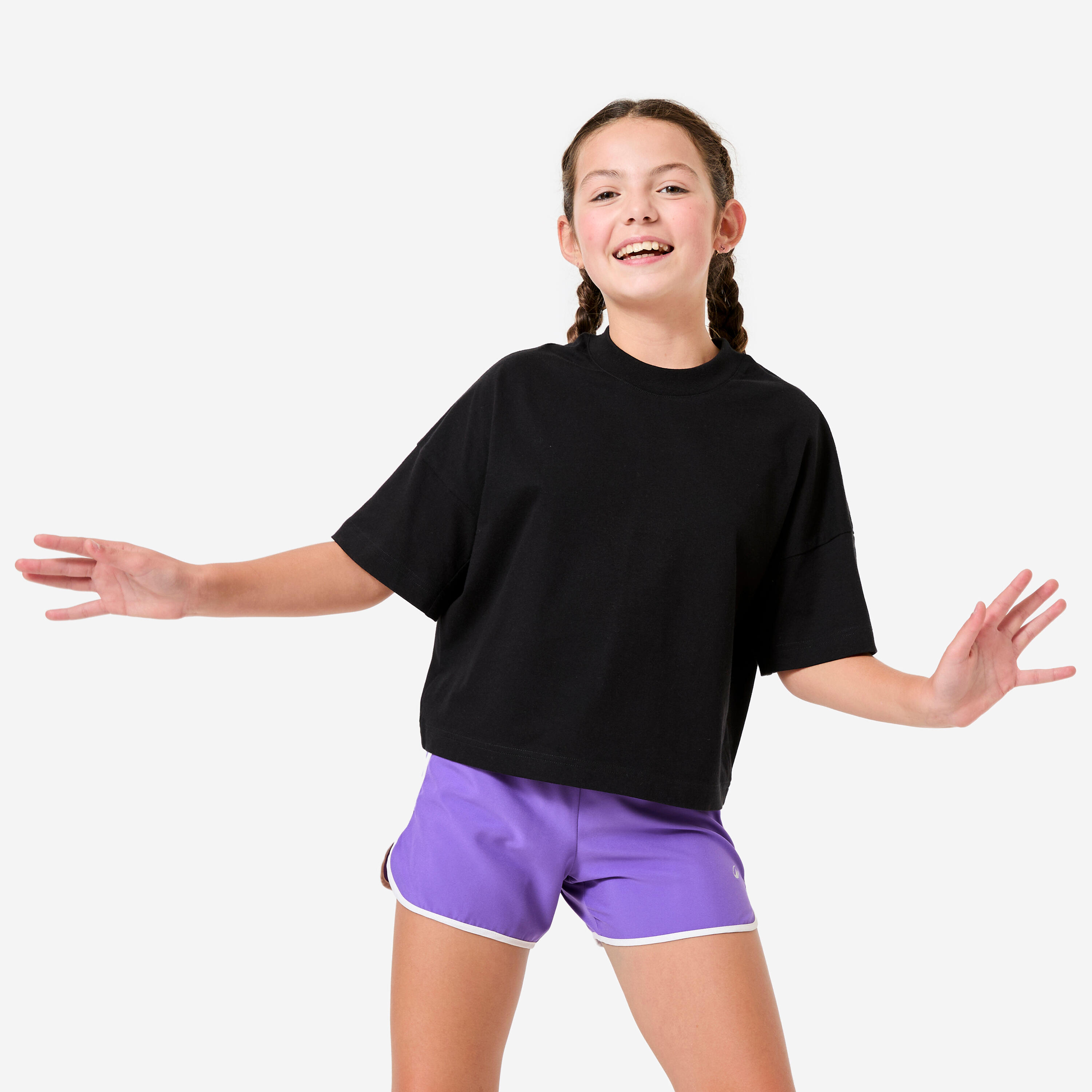 T-Shirt Kinder Loose Fit - schwarz