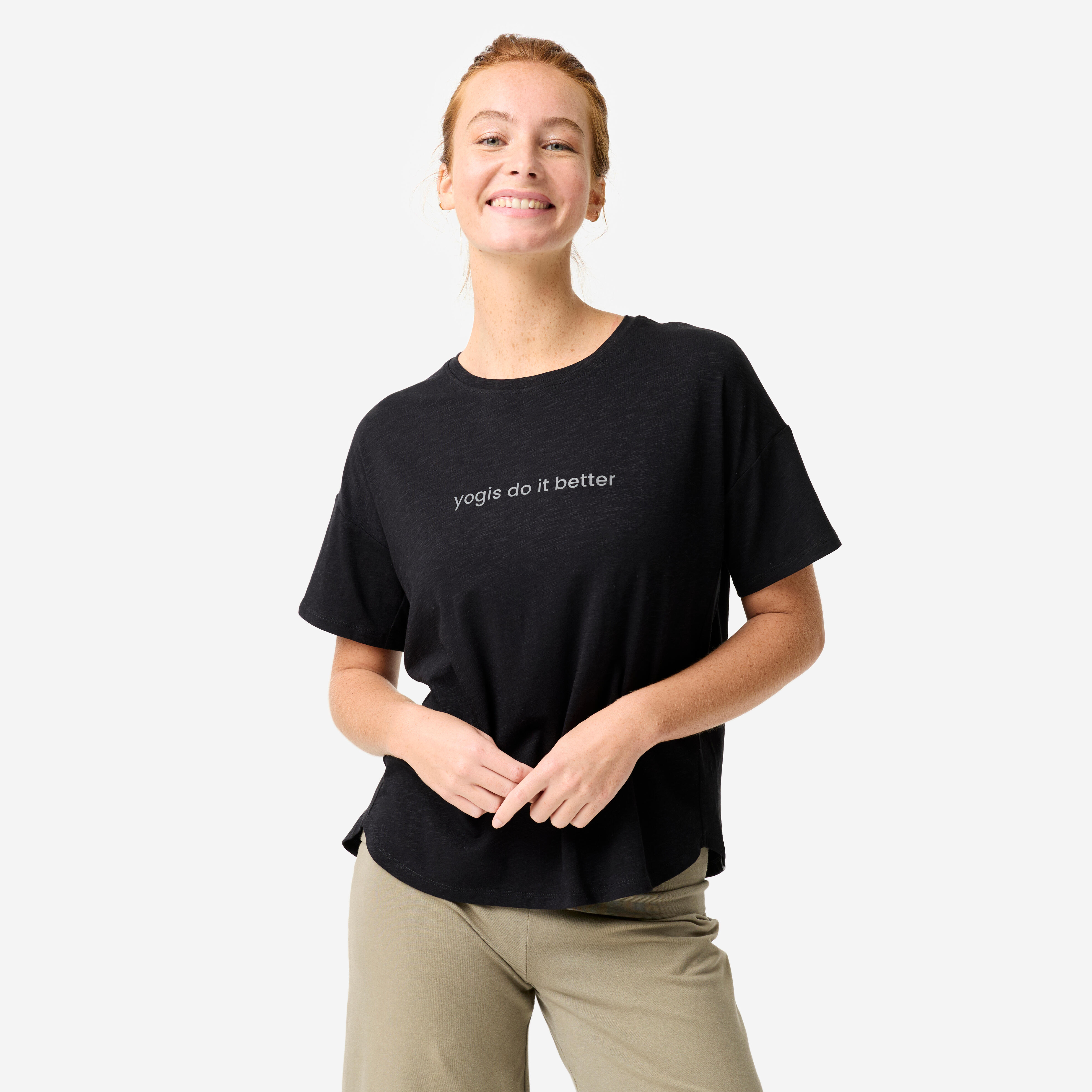 T-Shirt Yoga Damen - schwarz