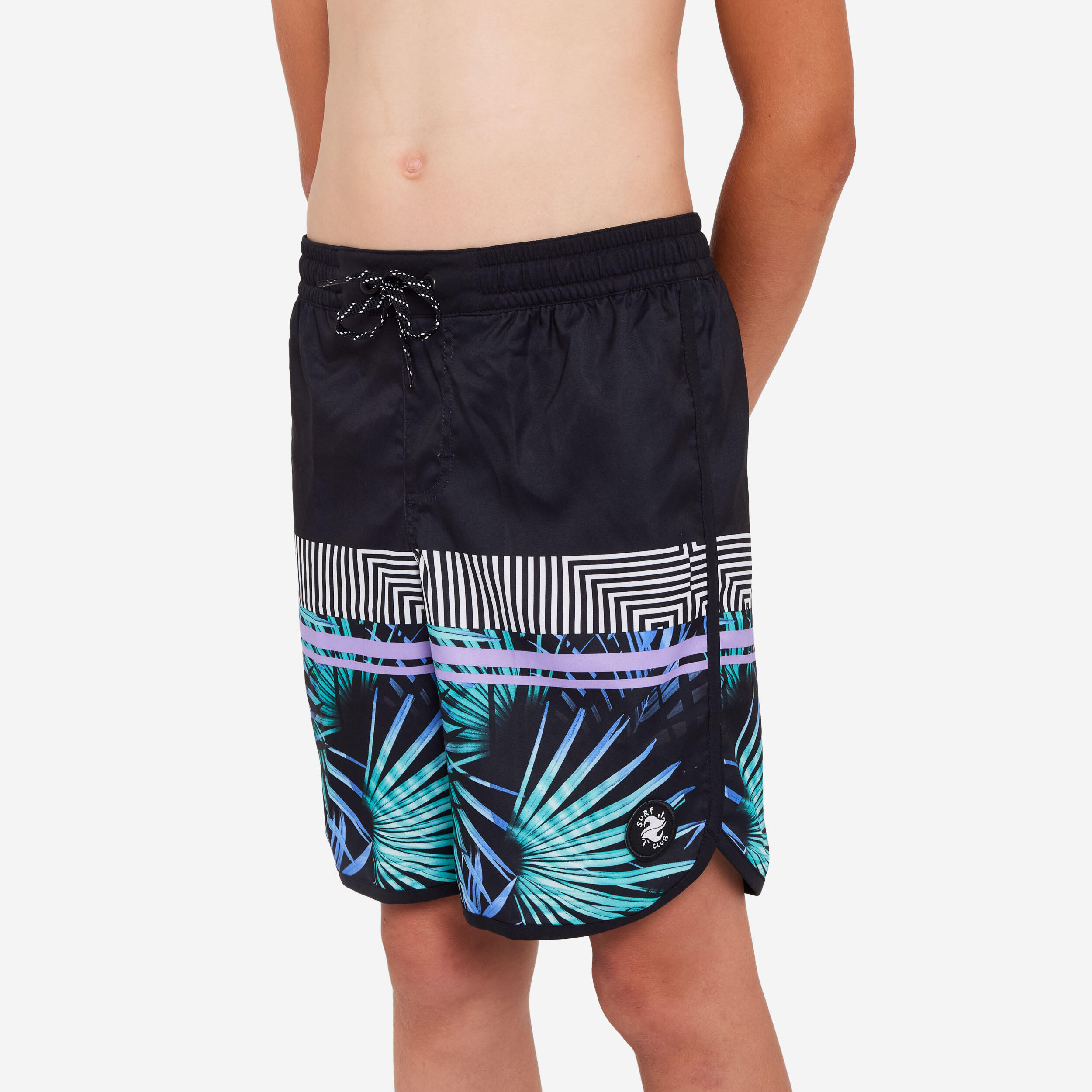 Boardshorts Jungen 500 Palmsand schwarz