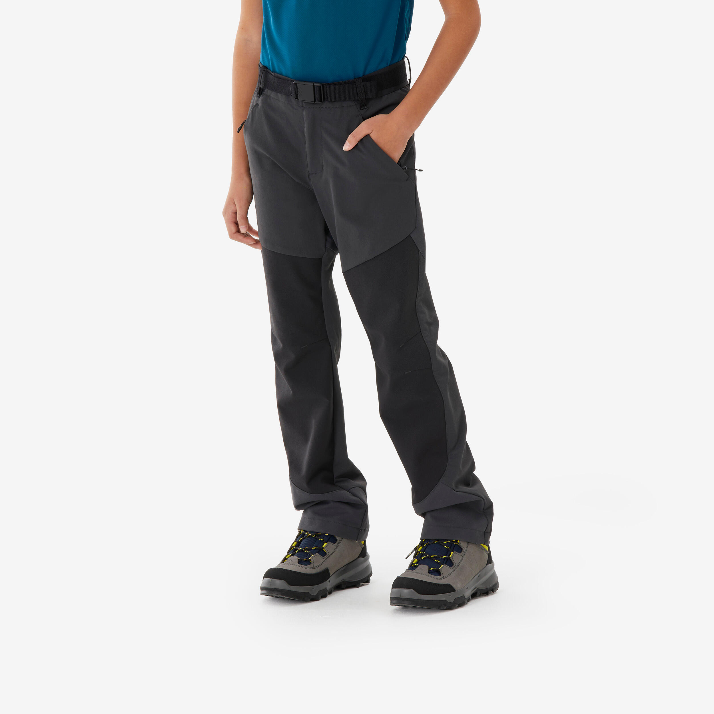 Softshellhose MH550 Kinder Gr. 122–170 Wandern grau/schwarz