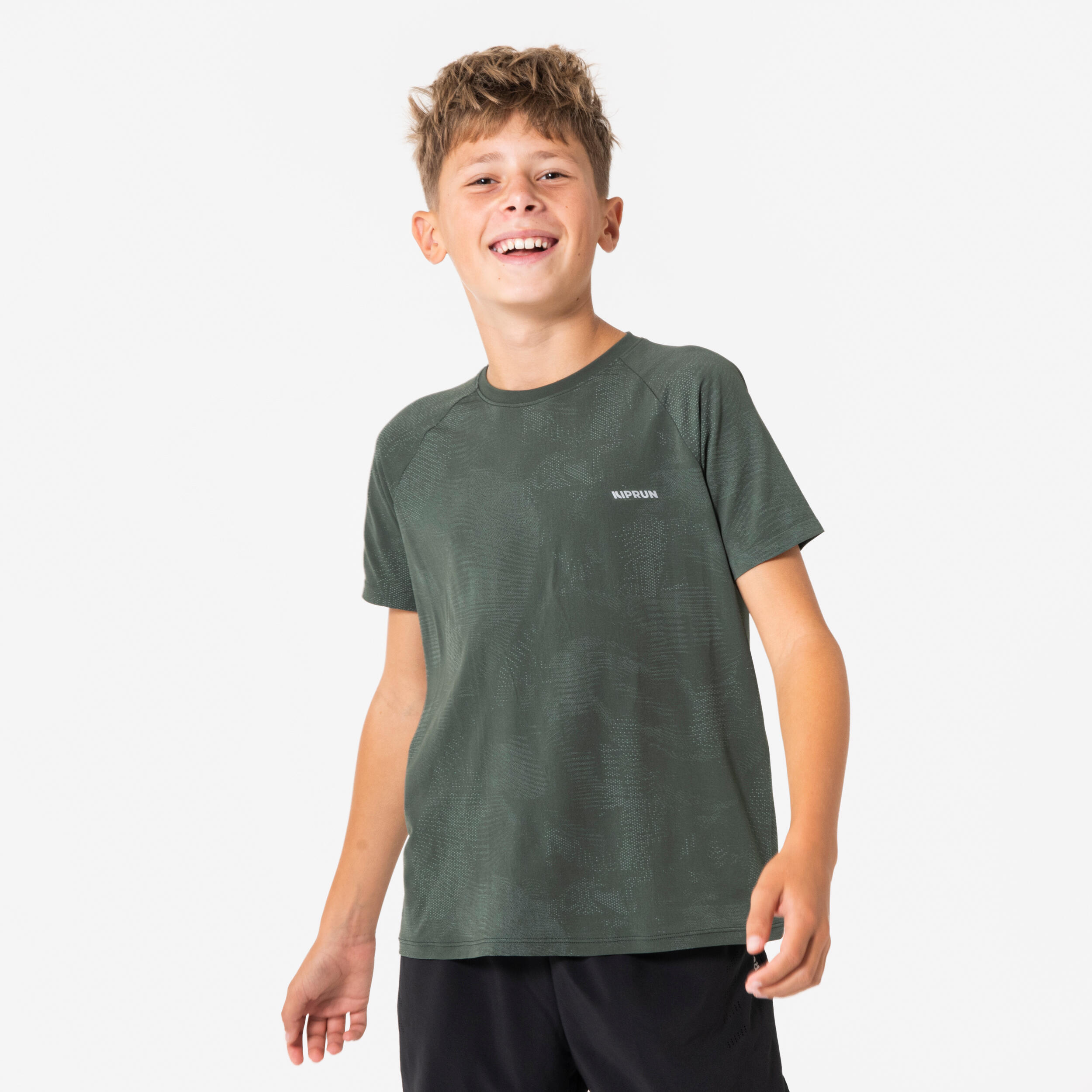 Laufshirt kurzarm Kinder nahtlos - TS Light 900 khaki