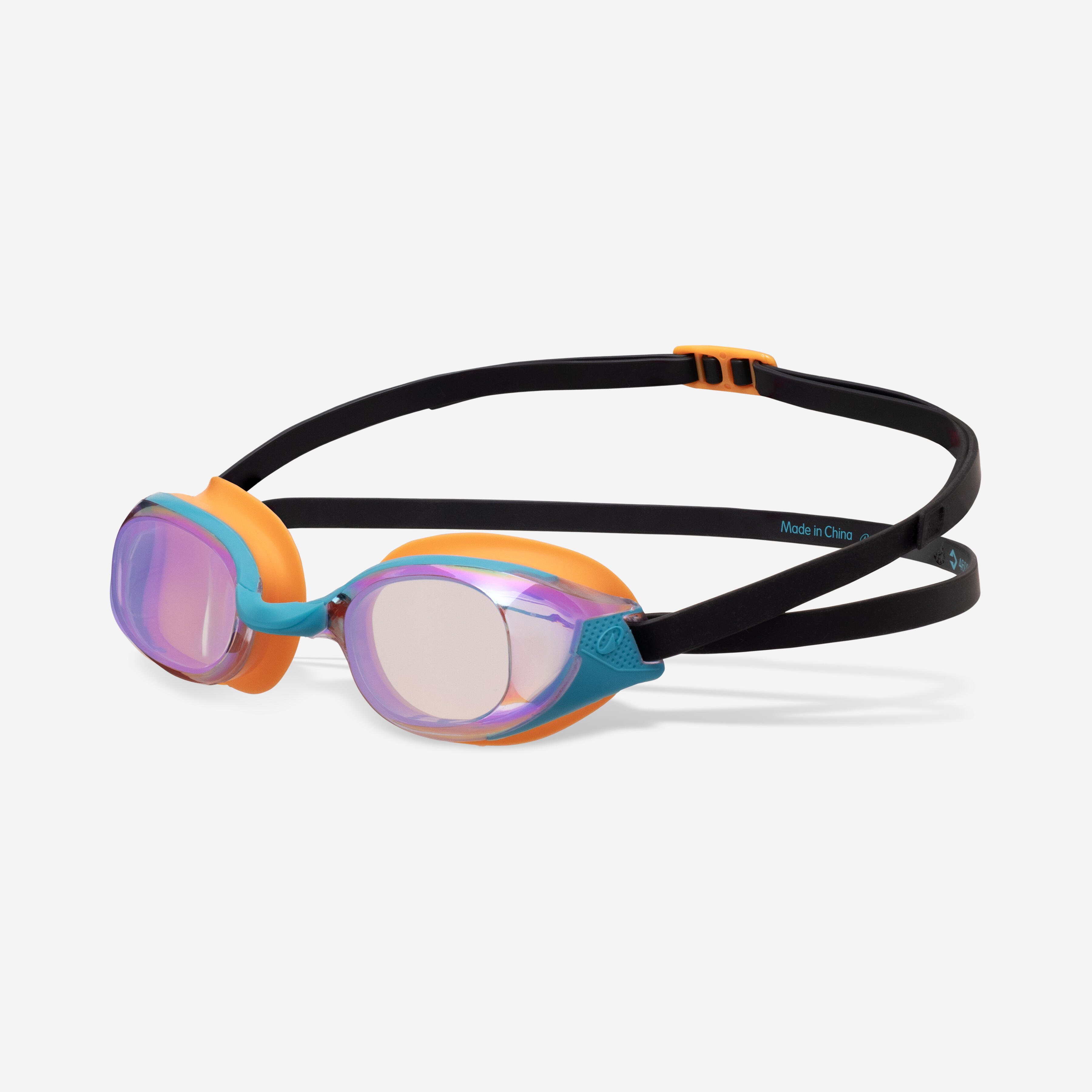 Schwimmbrille verspiegelt Einheitsgröße - BFit orange/türkis