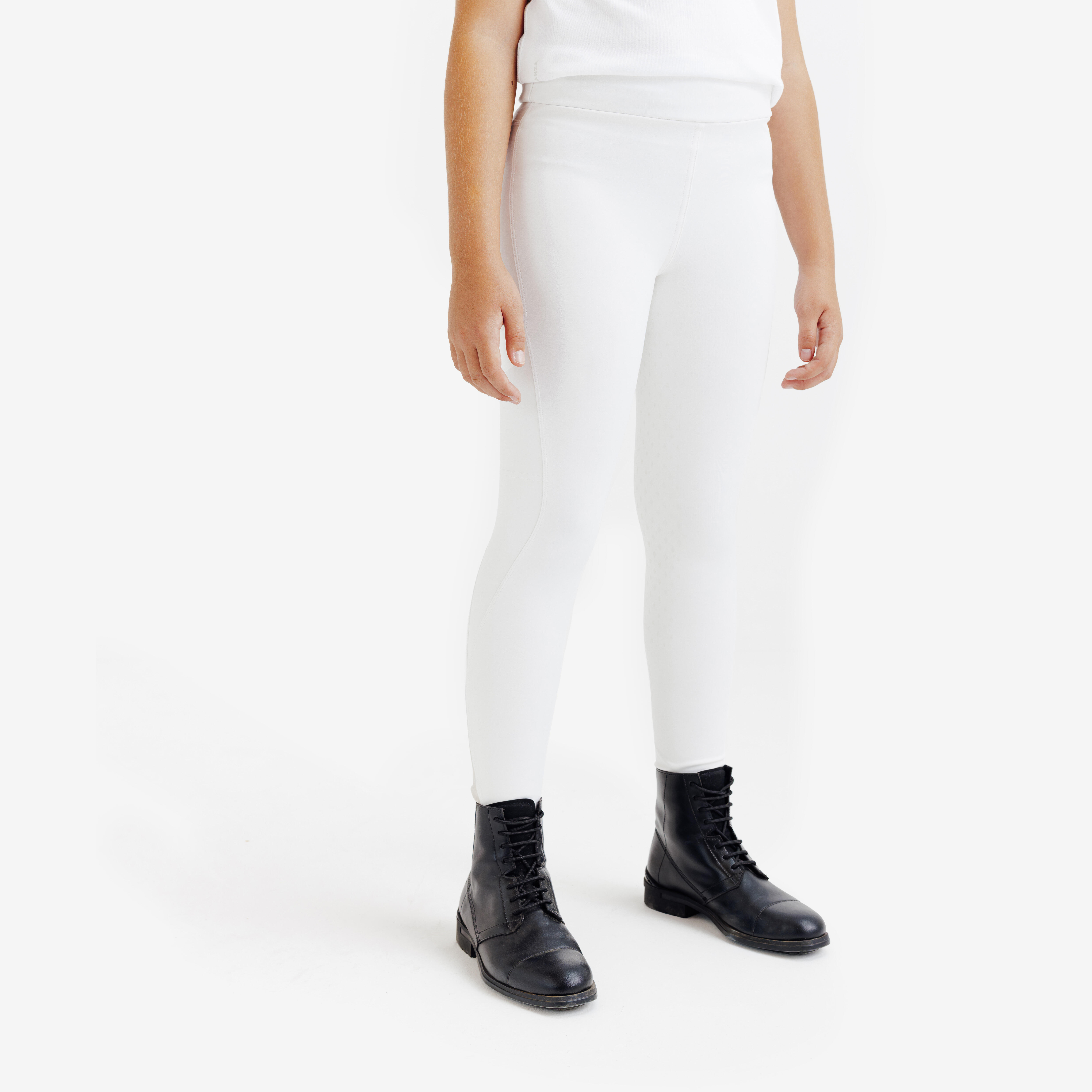 Turnierreitleggings 500 Full Grip Kinder weiß