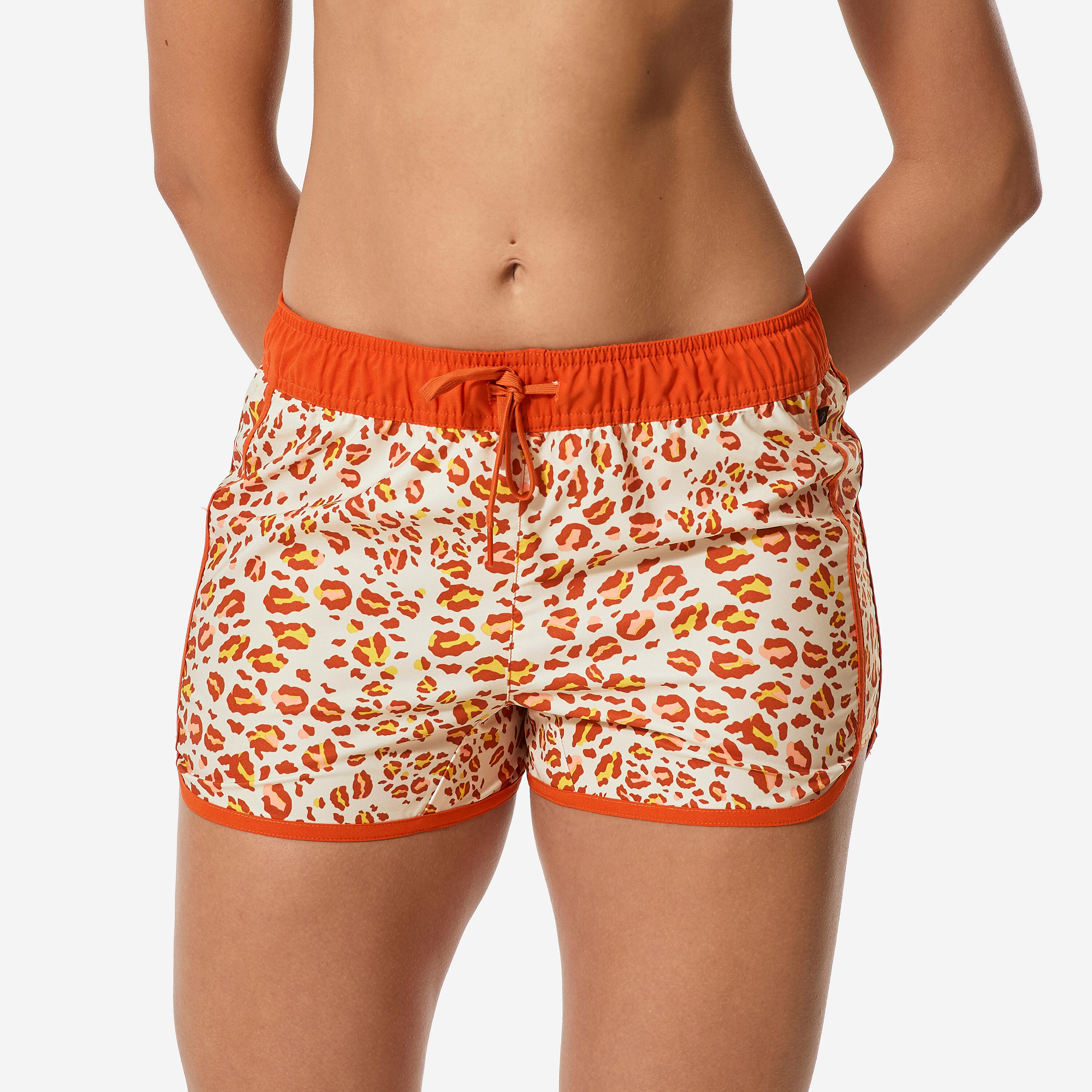 Boardshorts Surfen Damen Tini Graou Leopard beige