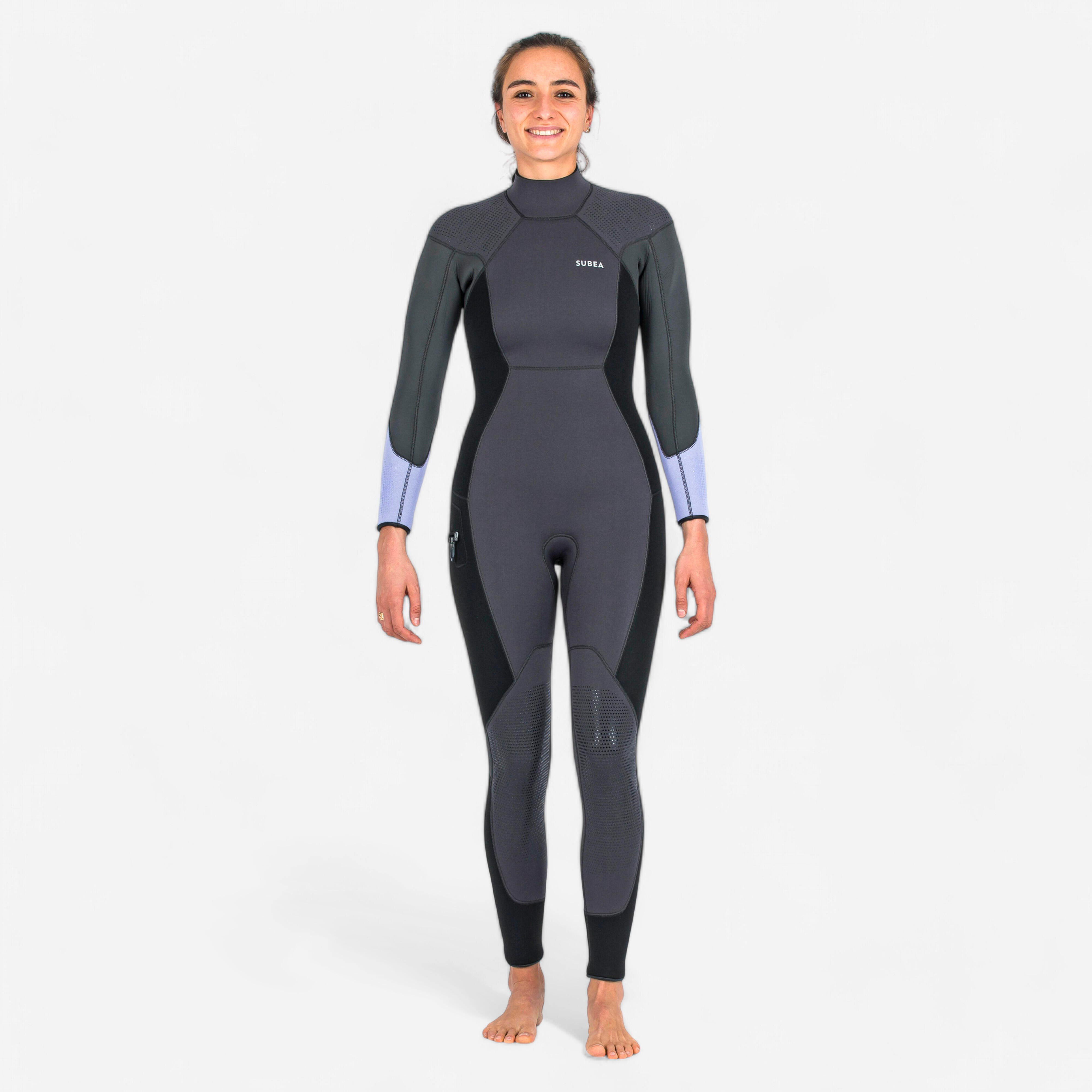 Neoprenanzug Tauchen Damen 900 5 mm schwarz/lila