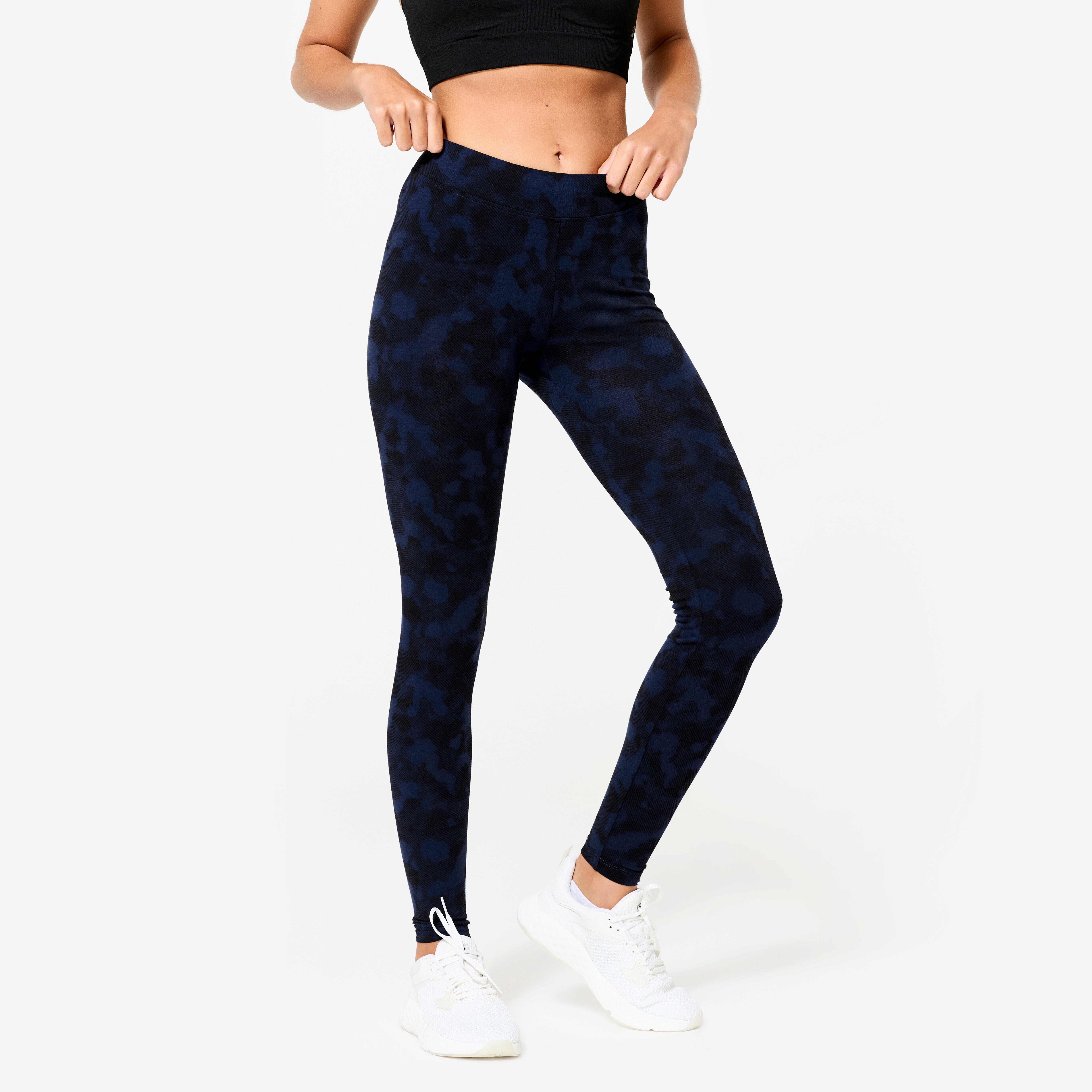 Leggings Damen Baumwolle - schwarz/blau