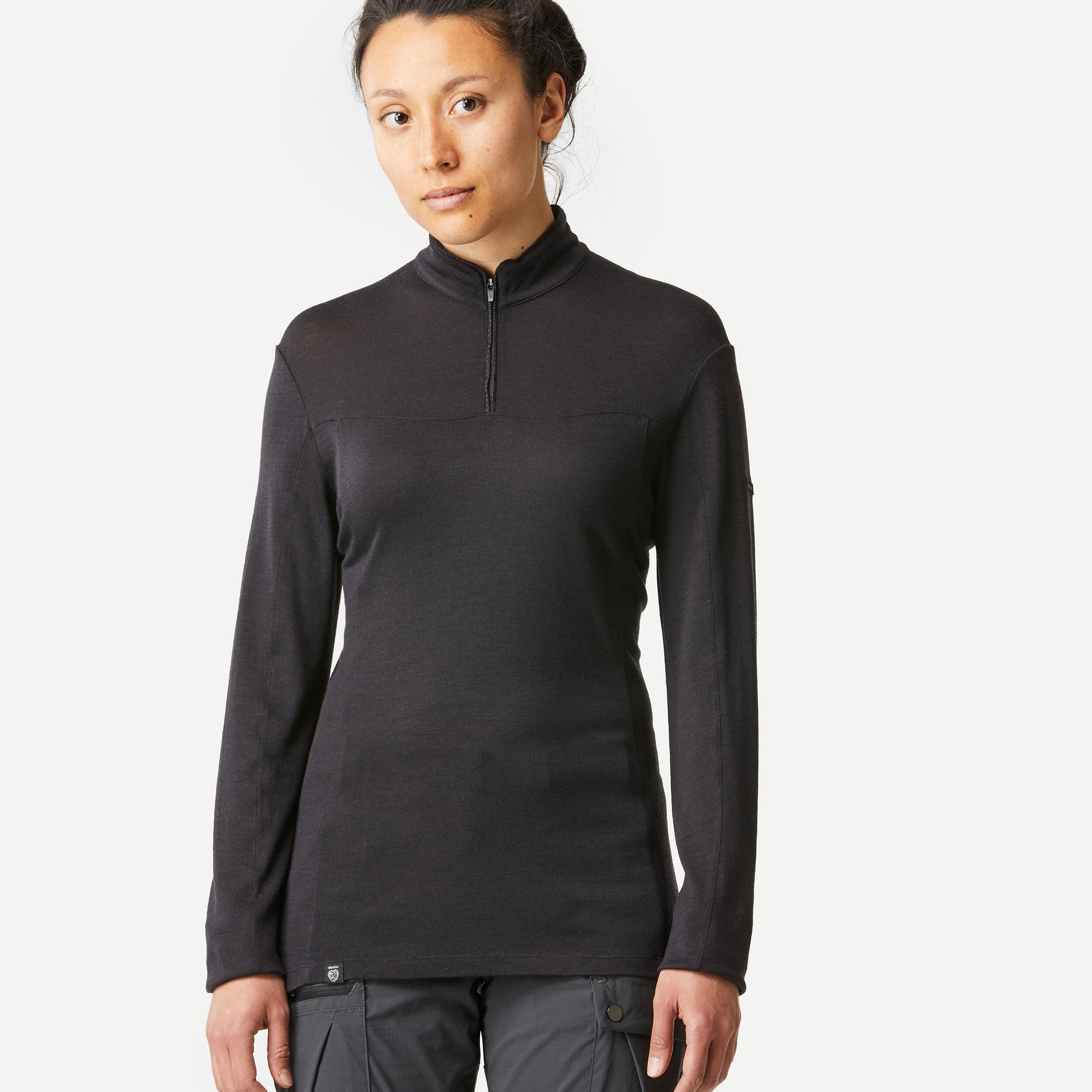 Merinoshirt Damen langarm Brustreissverschluss ‒ MT500