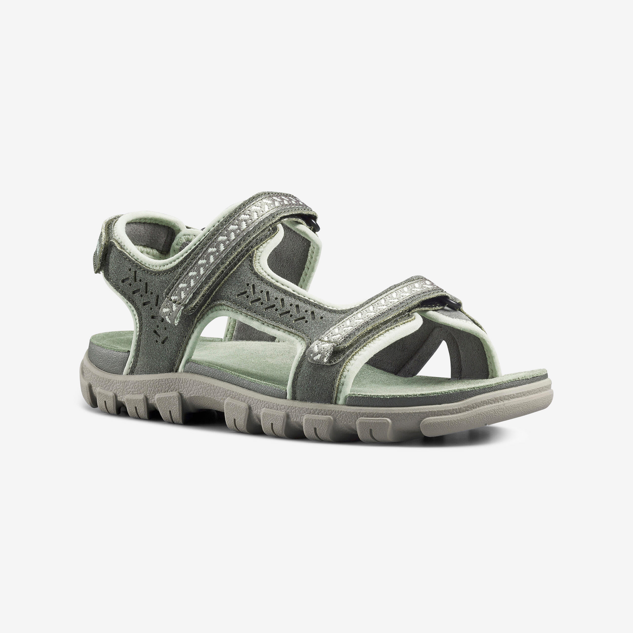 Trekkingsandalen Damen Leder Wandern - NH500 grau
